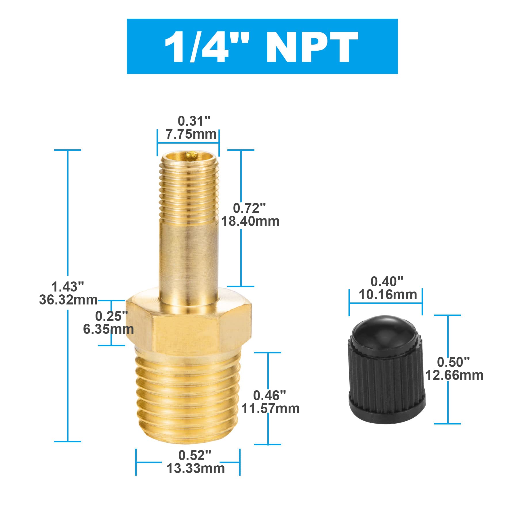 Breezliy 4Pcs 1/4'' Npt Tank Valve Anti Corrosion Brass Schrader Valve With Standard Valve Core With 1/4'' Npt Male,Using With A
