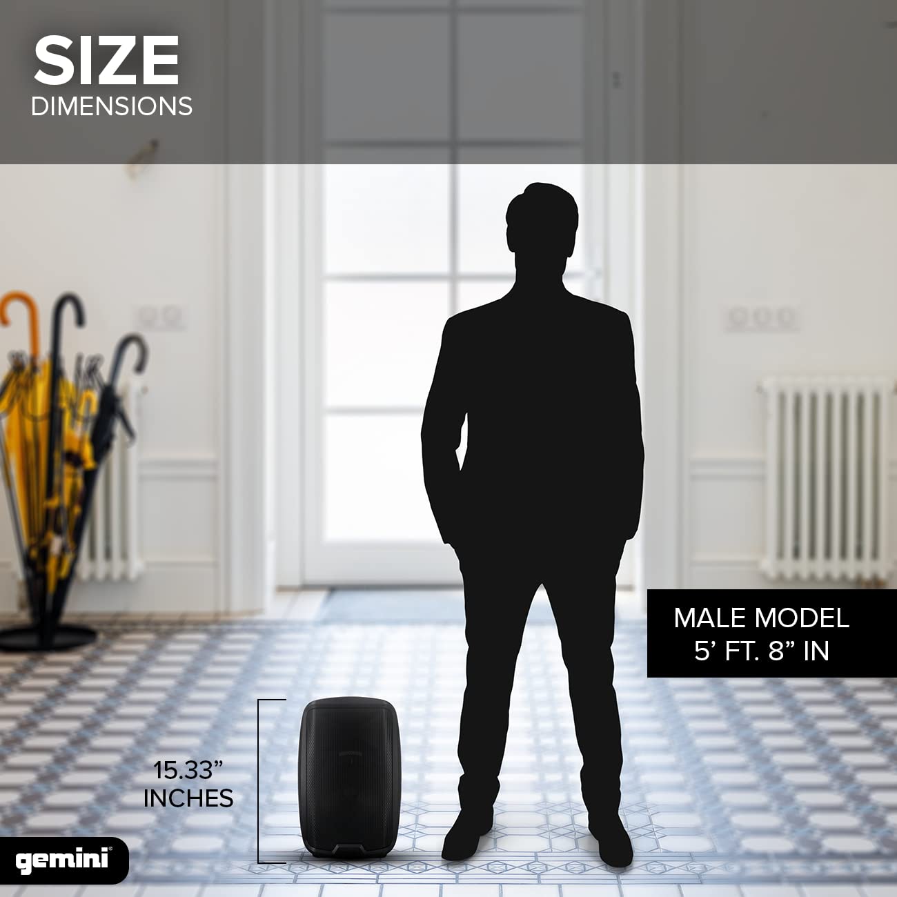 Gemini Sound As 2108Bt Active 8' Inch Woofer 500W Watt Dj Monitor Powered Amplified Pa Speakers System With Bluetooth, Wireless Stereo Pairing, Onboard 2 Channel Mixer, Handles And Portable Fly Points