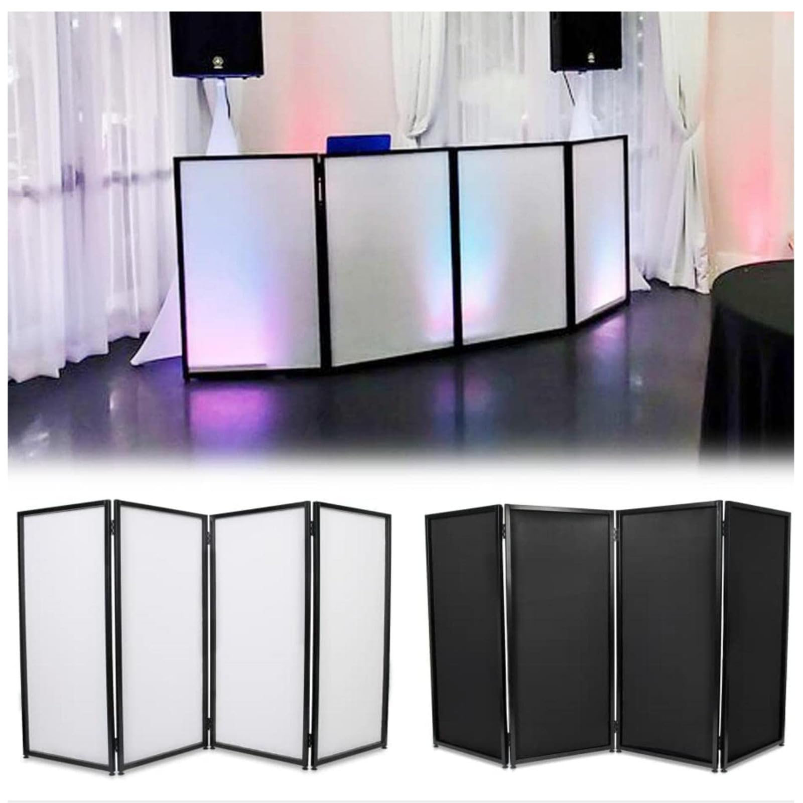 Ecotric Portable Dj Facade Booth Foldable Cover Screen With White/Black Facade+Cloth Frame Booth Steel +Travel Bag Case Projecto