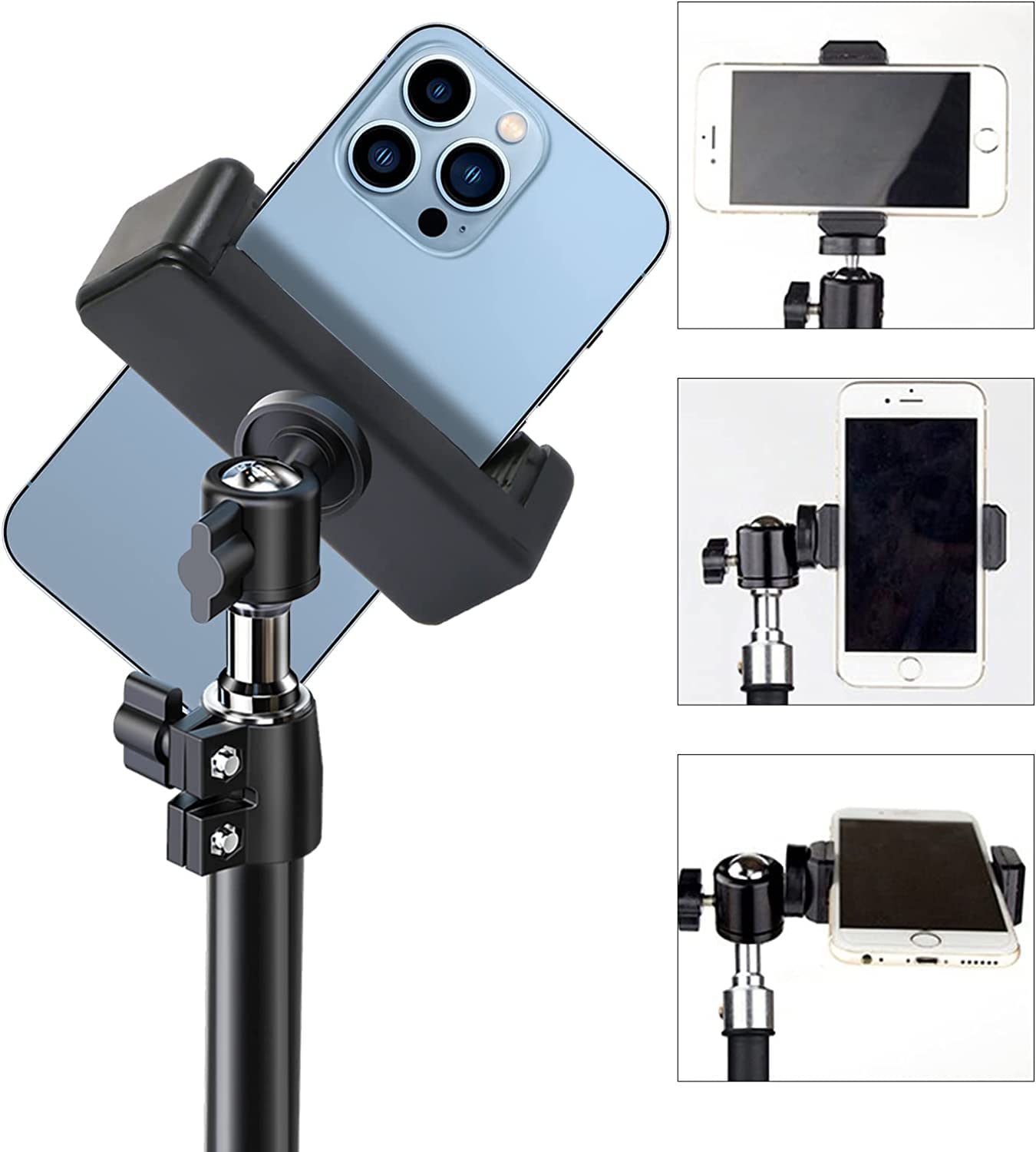 Praqecz Universal Cell Phone Tripod Mount Adapter, Phone Holder Clip Connector Head Used For Monopod Selfie Stick Travel Mini Fl