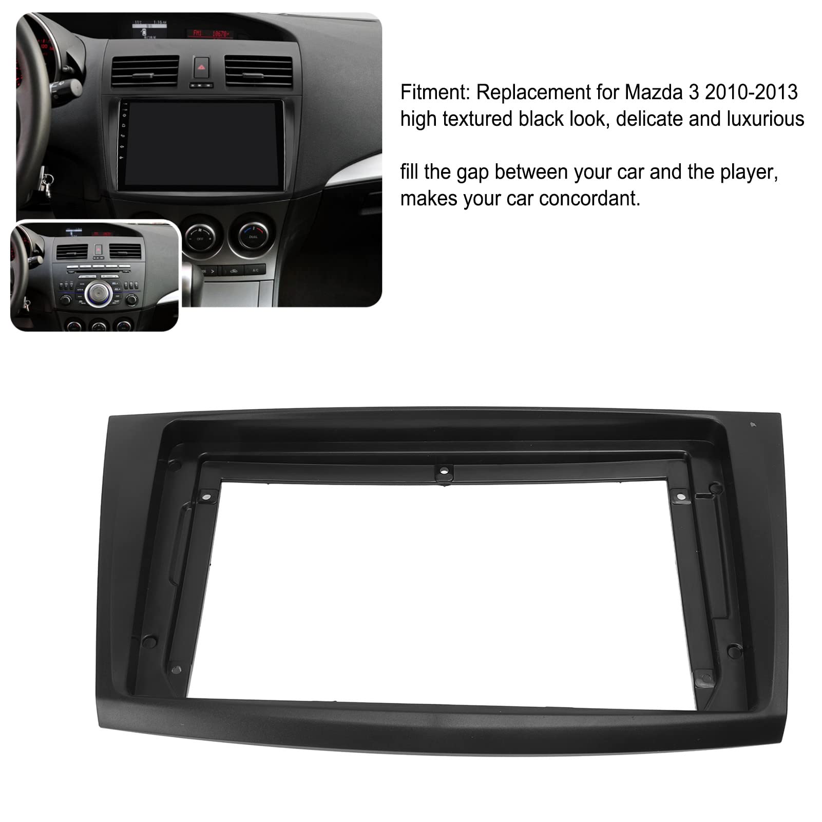 Aramox Dash Fascia, 9In Car Navigation Panel Frame, Car Stereo Radio Install Dash Kit, Compatible With 3 2010 2013, Dash Mounting Fascia, Black