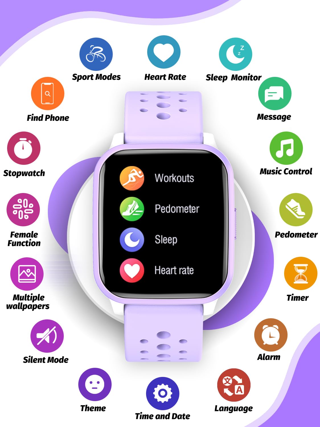 Butele Kids Smart Watch Girls Boys, Smart Girls Watch For Kids Smart Watch Gifts For 4-16 Years Old With Sleep Mode Multiple Spo