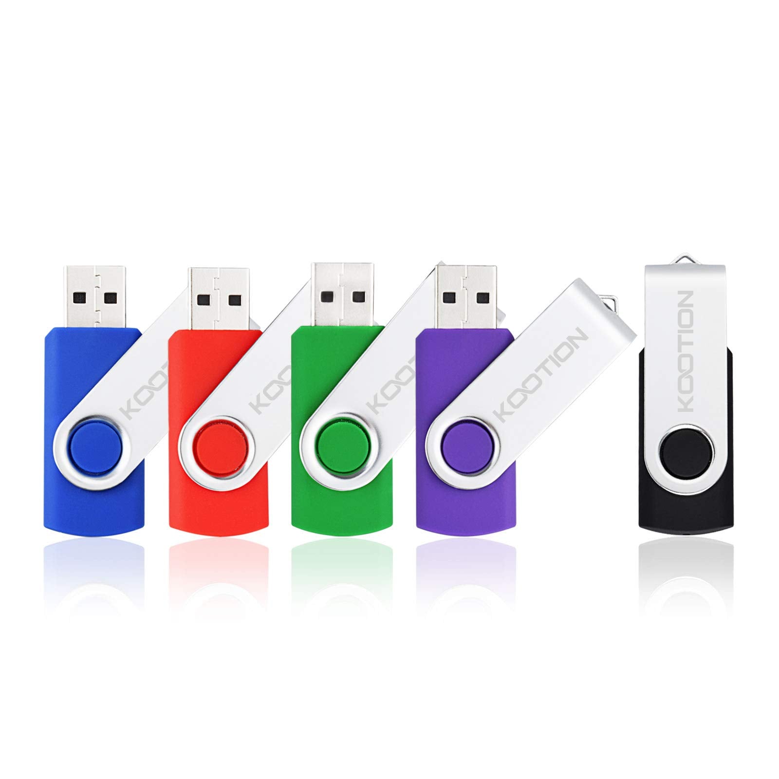 Kootion 5 X 1Gb Usb Flash Drives Thumb Drives Pack Memory Stick Usb 2.0(5 Colors: Black Blue Green Purple Red)