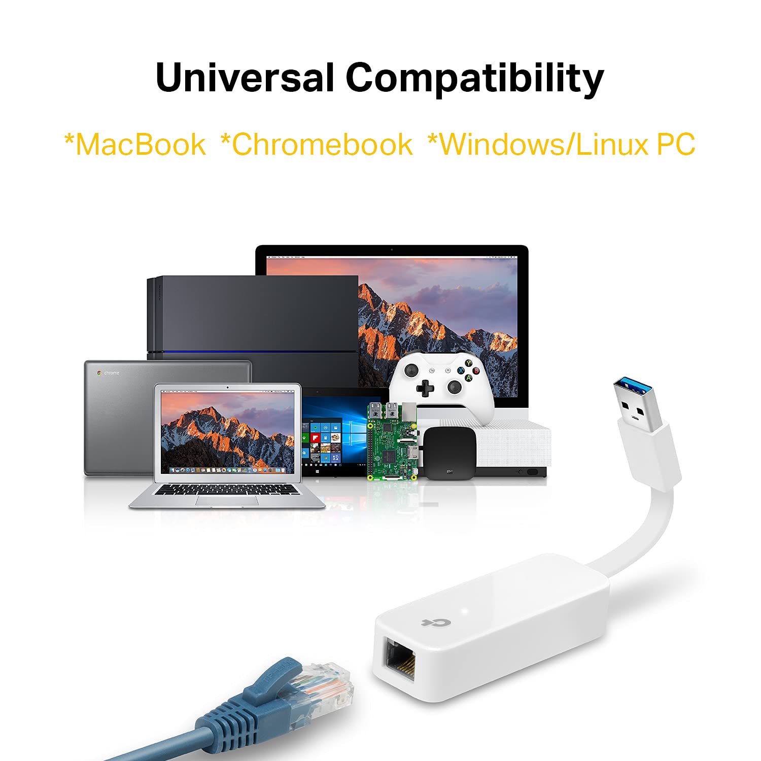 Tp Link Usb To Ethernet Adapter, Foldable Usb 3.0 To 10/100/1000 Gigabit Ethernet Lan Network Adapter, Support Windows 10/8.1/8/