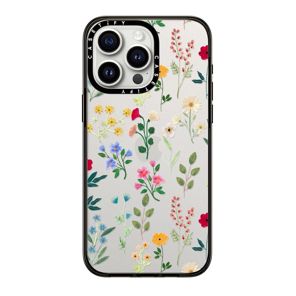 Casetify Compact Case For Iphone 15 Pro Max [2X Military Grade Drop Tested / 4Ft Drop Protection]   Spring Botanicals 2   Clear
