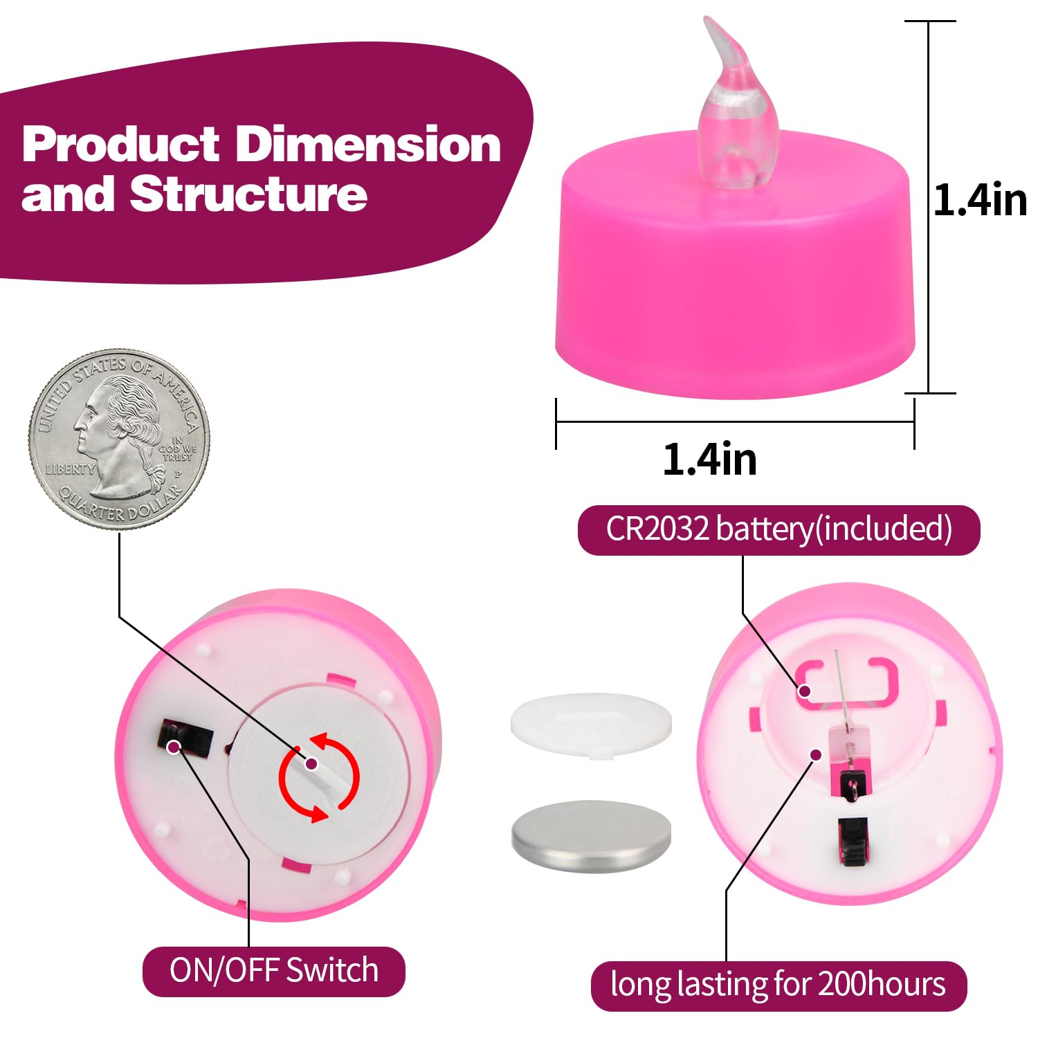 Koaby Led Tea Lights, 24 Pack Non Flickering Flameless Tea Lights, Warm White, Last 200H+, Battery Operated Tea Lights For Decor