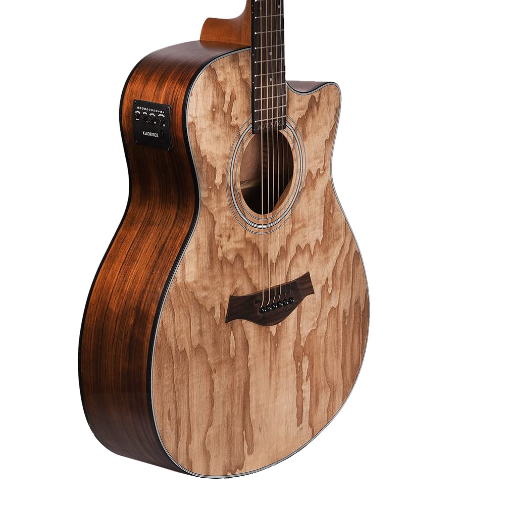 Kadence Acoustic Electric Guitar A06-EQ, Ash Wood, with Pickup & Inbuilt Tuner, Includes Bag, Guitar Size
