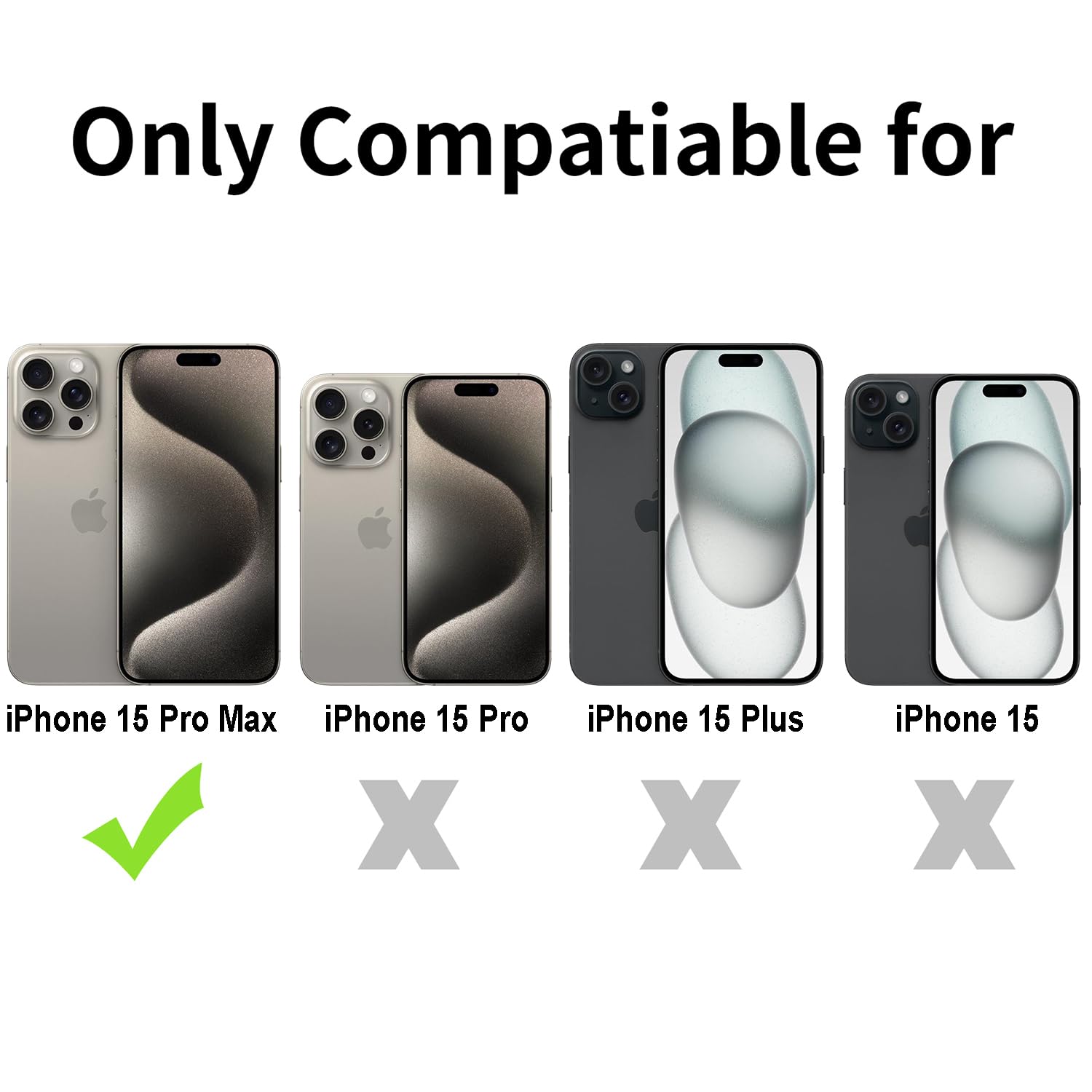 Tenoc Phone Case Compatible With Iphone 15 Pro Max, Black Case Anti Fingerprint Protective Bumper Matte Cover For 6.7 Inch