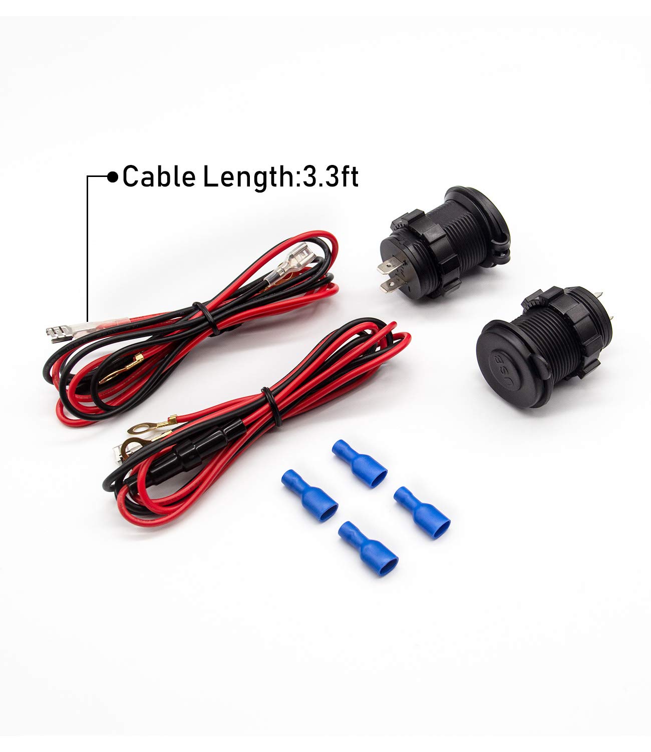 Dual Usb Charger Socket Waterproof Power Outlet 12V/24V 2.1A & 2.1A For Car Boat Marine Rv Mobile Blue Led