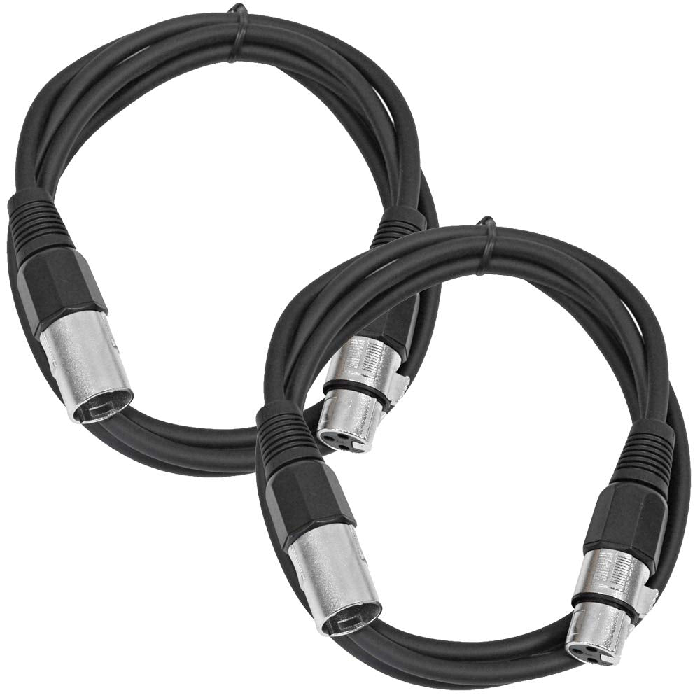 Seismic Audio - Saxlx-6-2 Pack Of 6' Xlr Male To Xlr Female Patch Cables - Balanced - 6 Foot Patch Cord - Black And Black