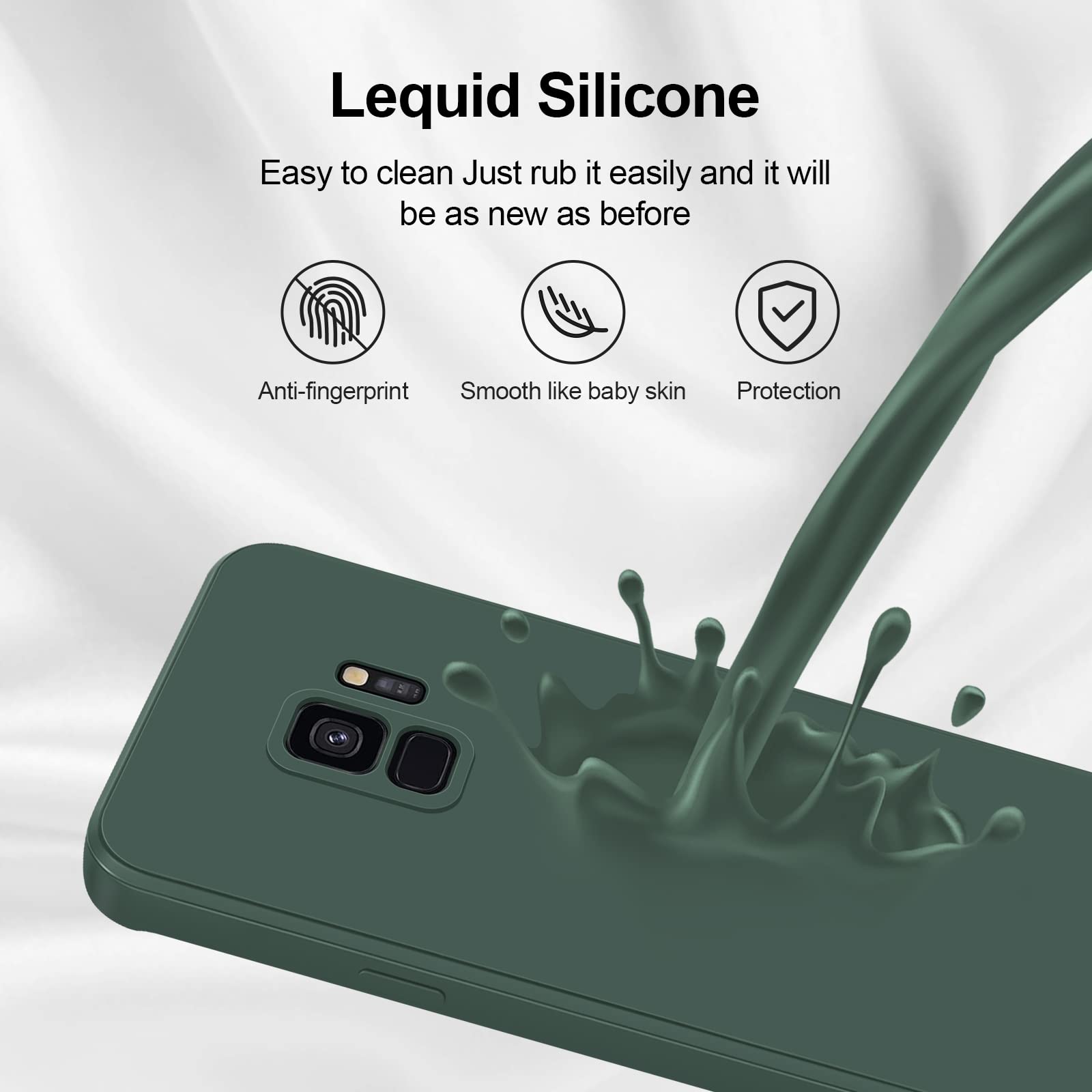 Giiyoon Silicone Case Compatible With Samsung Galaxy S9, Full Body Silky Soft Touch Phone Case With Camera Protection, Shockproo