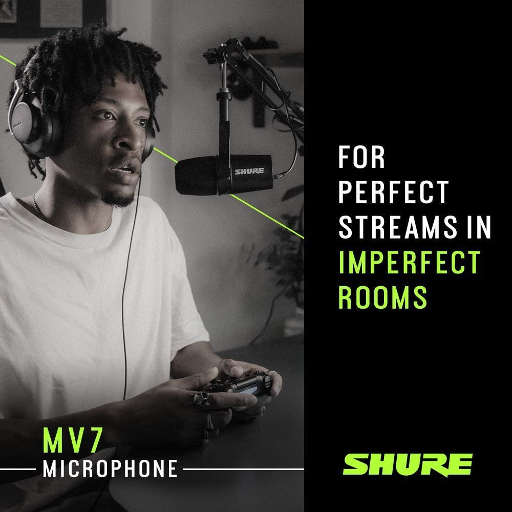 Shure Mv7 Usb Podcast Microphone For Podcasting, Recording, Live Streaming & Gaming, Built-In Headphone Output, All Metal Usb/Xl