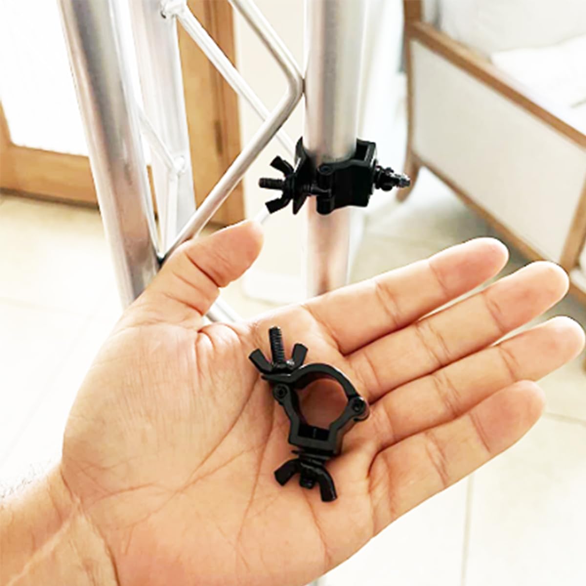 Mini Stage Light Clamp 18 20Mm 0.70    0.80    Od Tubing/Pipe Aluminum Mounting Truss Clamps Max Heavy Duty Load 22Lbs Black 4 P