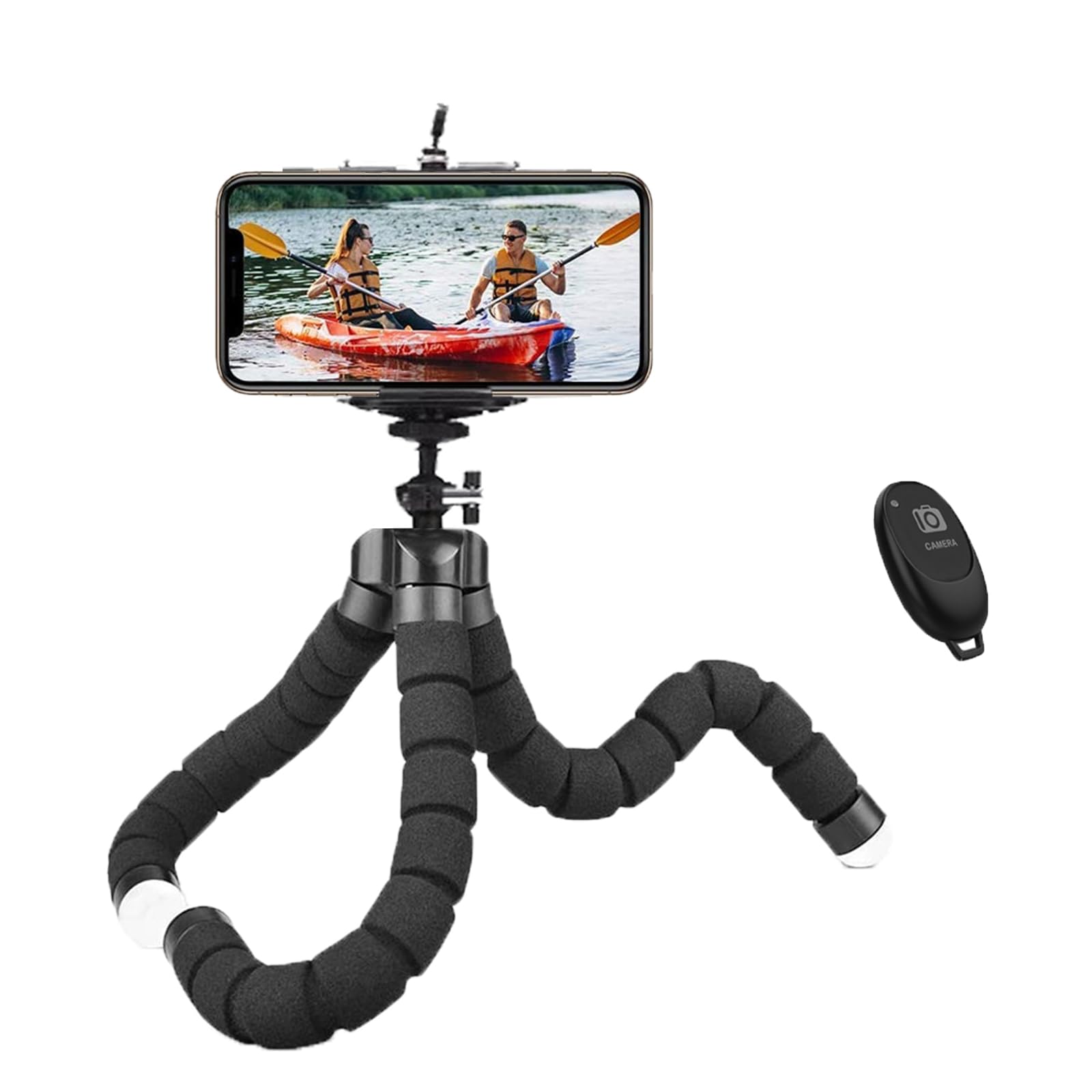 Mini Tripod,Sponge Tripod with Phone Holder Flexible Bracket with Wireless Remote and Smartphone Clamp,for Mobile Phones and Cam