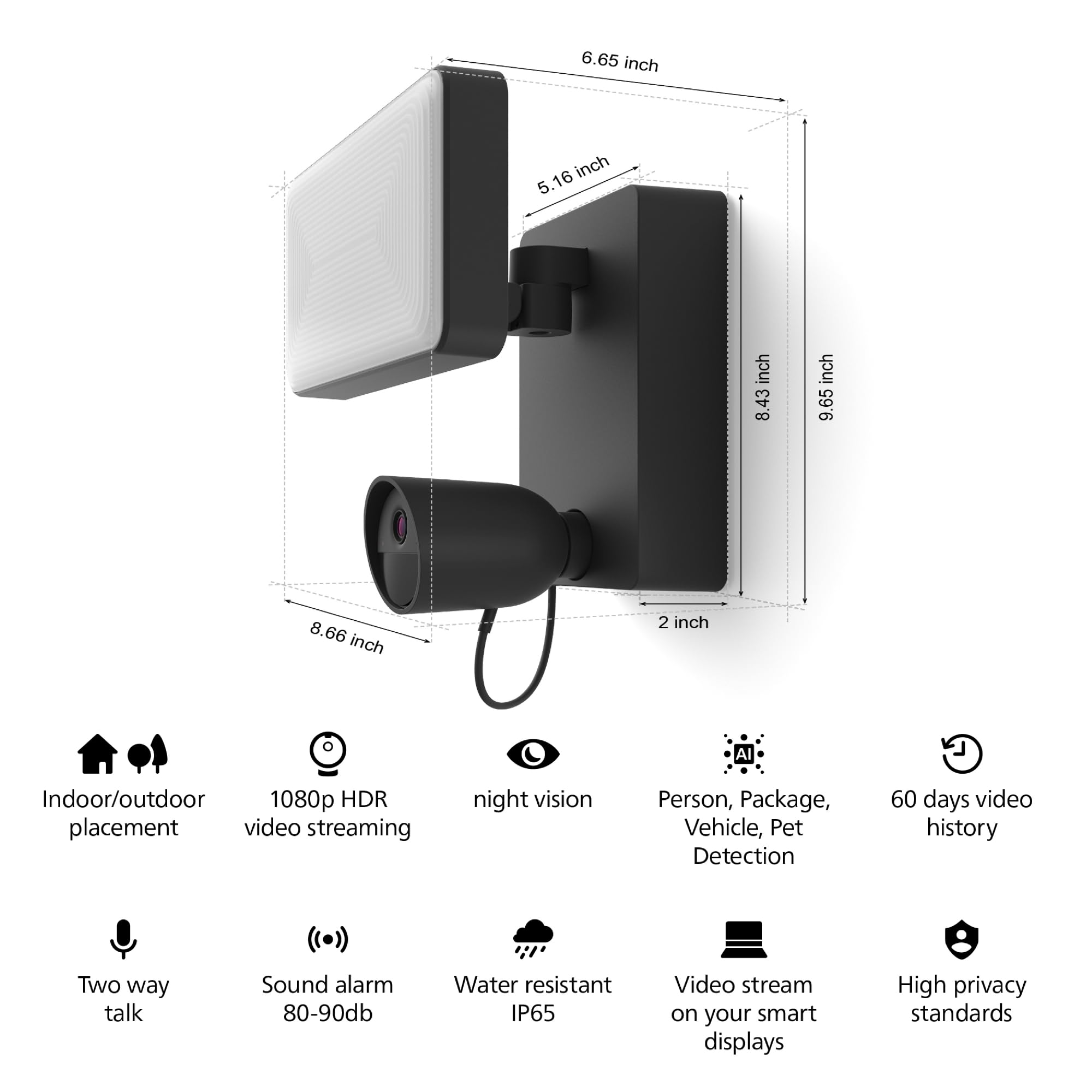 Philips Hue Secure Floodlight With Camera - 1 Pack - 1080P Hd Video - Night Vision - Color-Capable, 2250 Lumens Light - Motion D