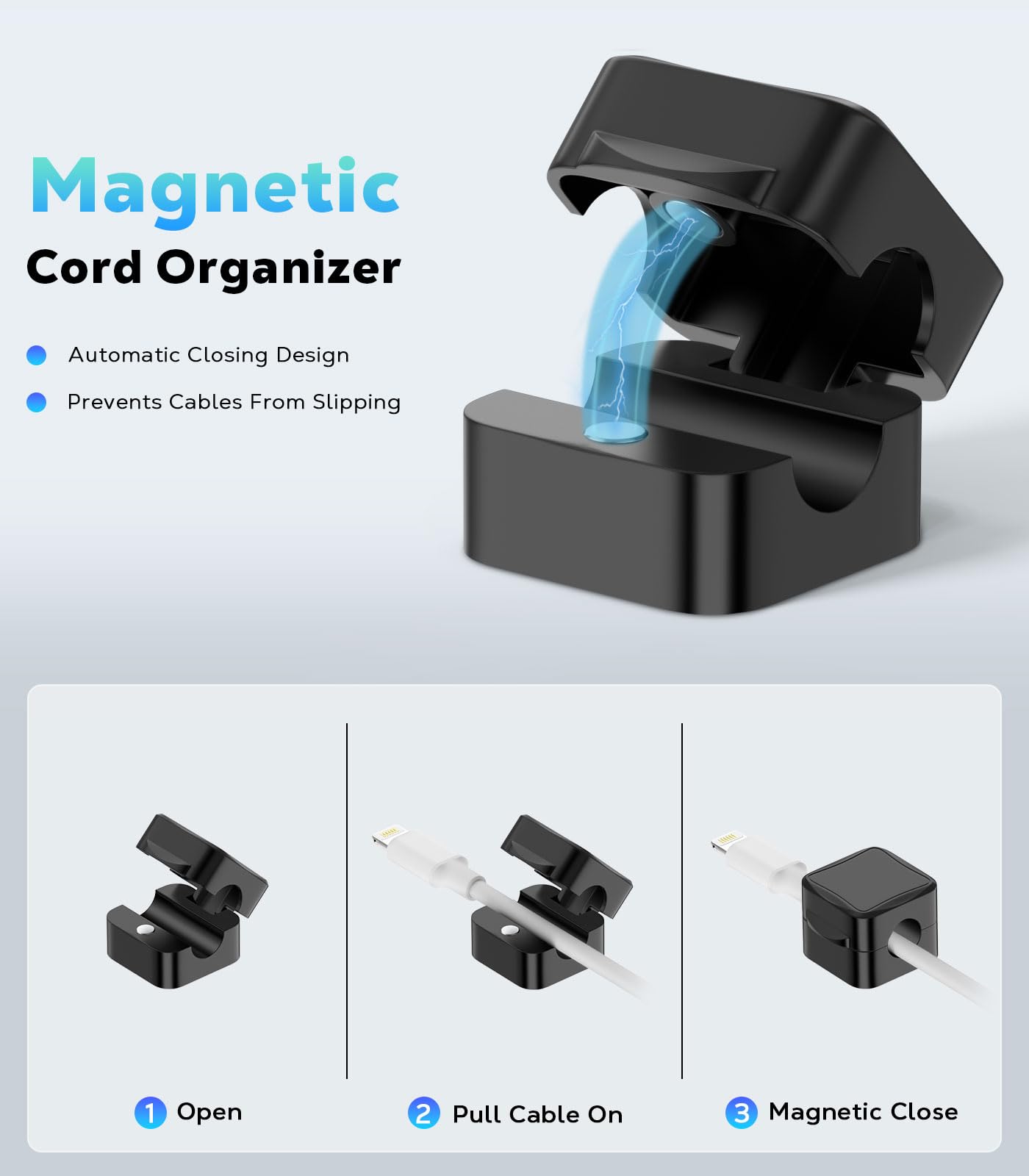 Moko 8 Pack Magnetic Cable Clips, Magnetic Desk Cord Organizer, Adhesive Magnetic Cord Holder, Cable Management Wire Holder Keep