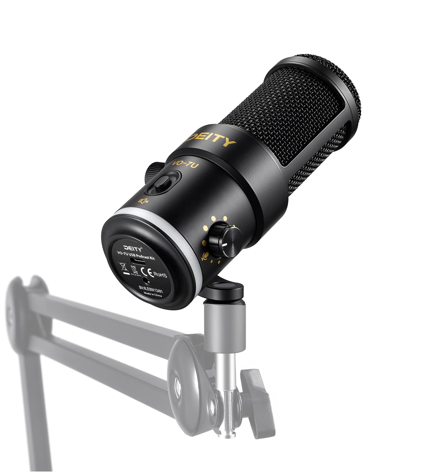 Deity Vo 7U Tripod Kit Usb Broadcast Microphone Dynamic Usb Mic With Rgb Lighting Effect For Phones Laptop Ps5 Xbox Game Live St