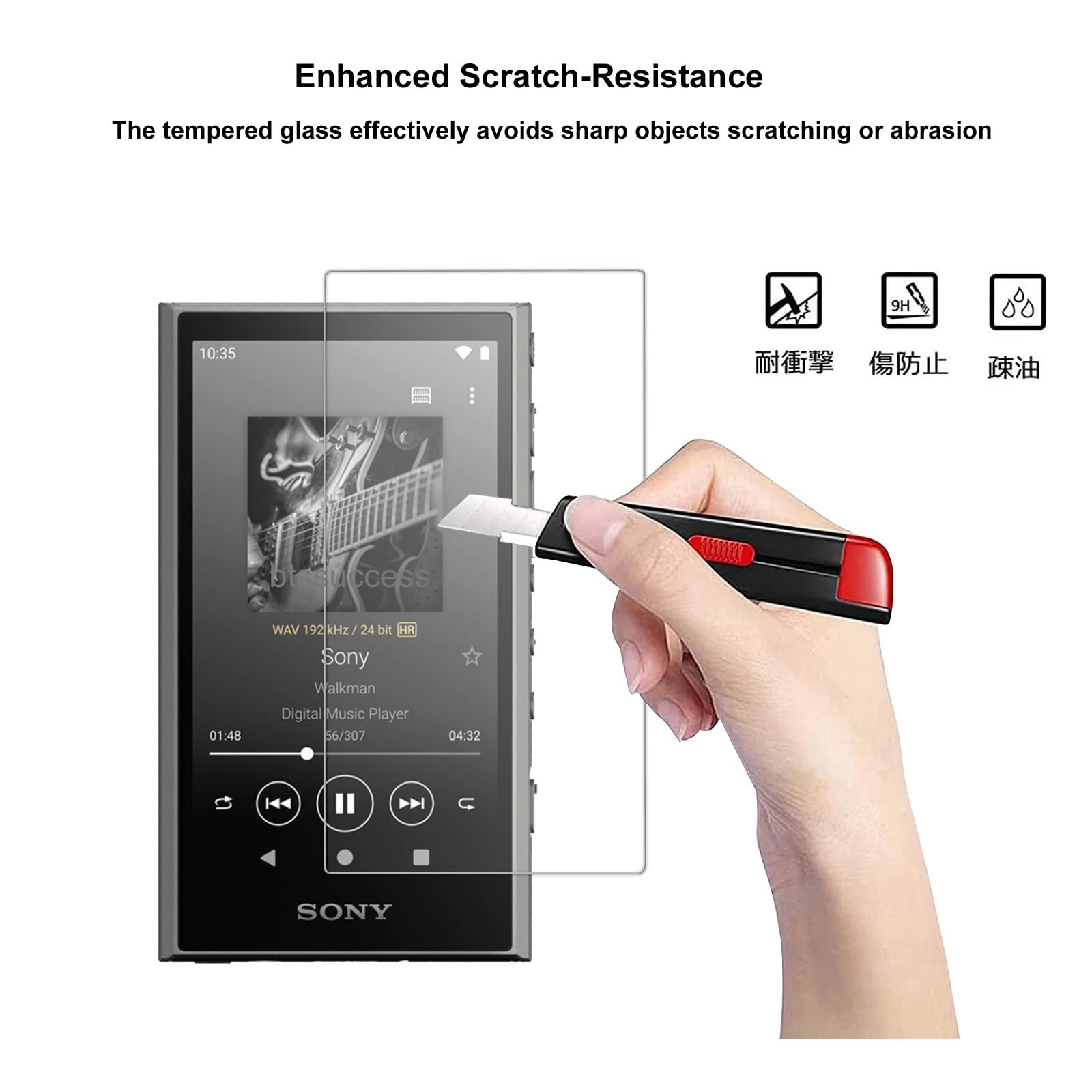 Soft Clear Tpu Protective Shell Skin Case Cover For Sony Walkman Nw A300 Series Nw A306 Nw A307 (Clear Black Case And Glass)