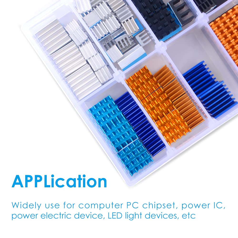 Geeekpi 102Pcs Heatsink Kit With Conductive Adhesive Tape, Cooler Heat Sink For Cooling Raspberry Pi Vrm Vram Cpu Gpu Vga Small