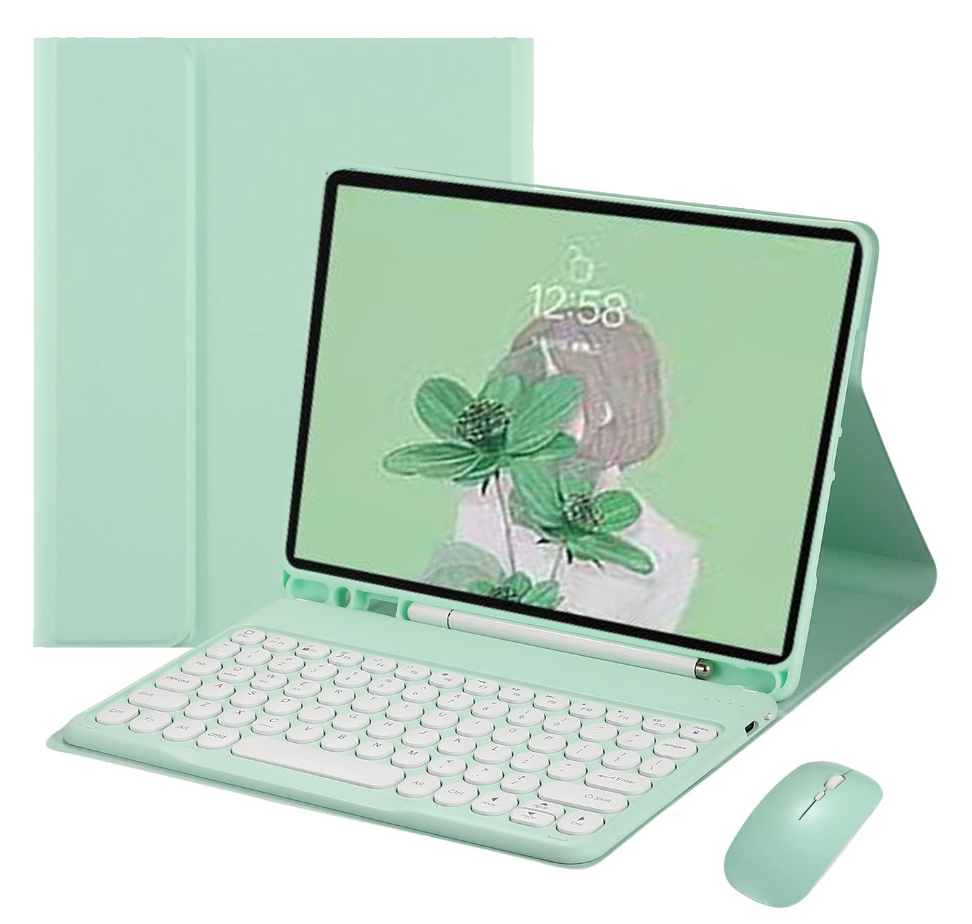 HENGHUI Keyboard Mouse for Galaxy Tab S9 FE+ / Tab S9 Plus/Tab S8 Plus/Tab S7 Plus/Tab S7 FE 12.4 inch Keyboard Case with Mouse 