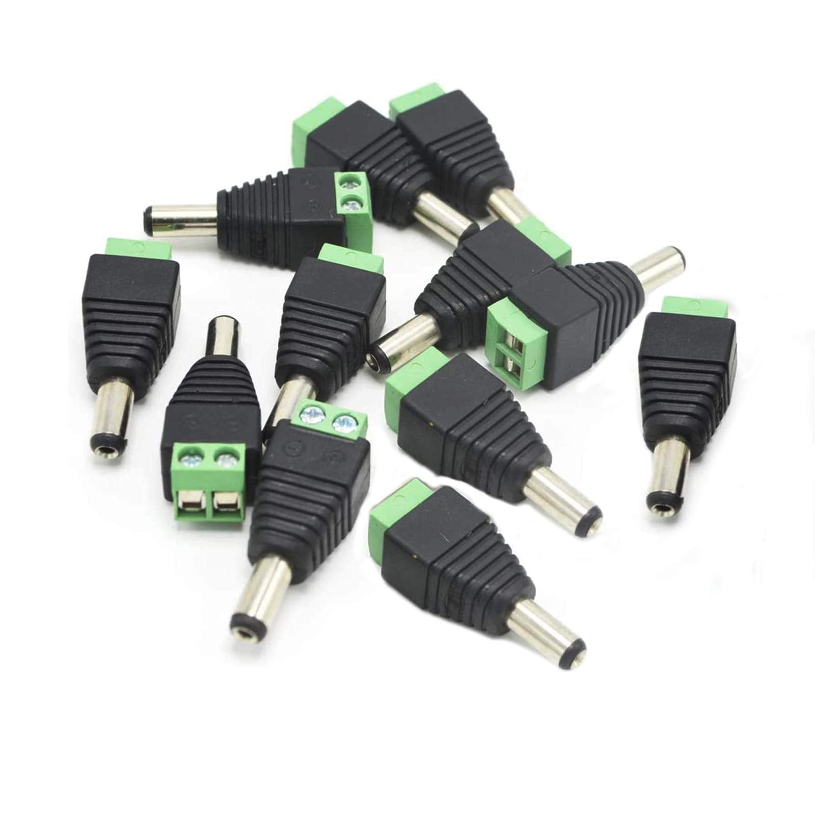 Xenocam 12 Pack 2.1mm x 5.5mm Male CCTV Camera DC Power Adapter Connector