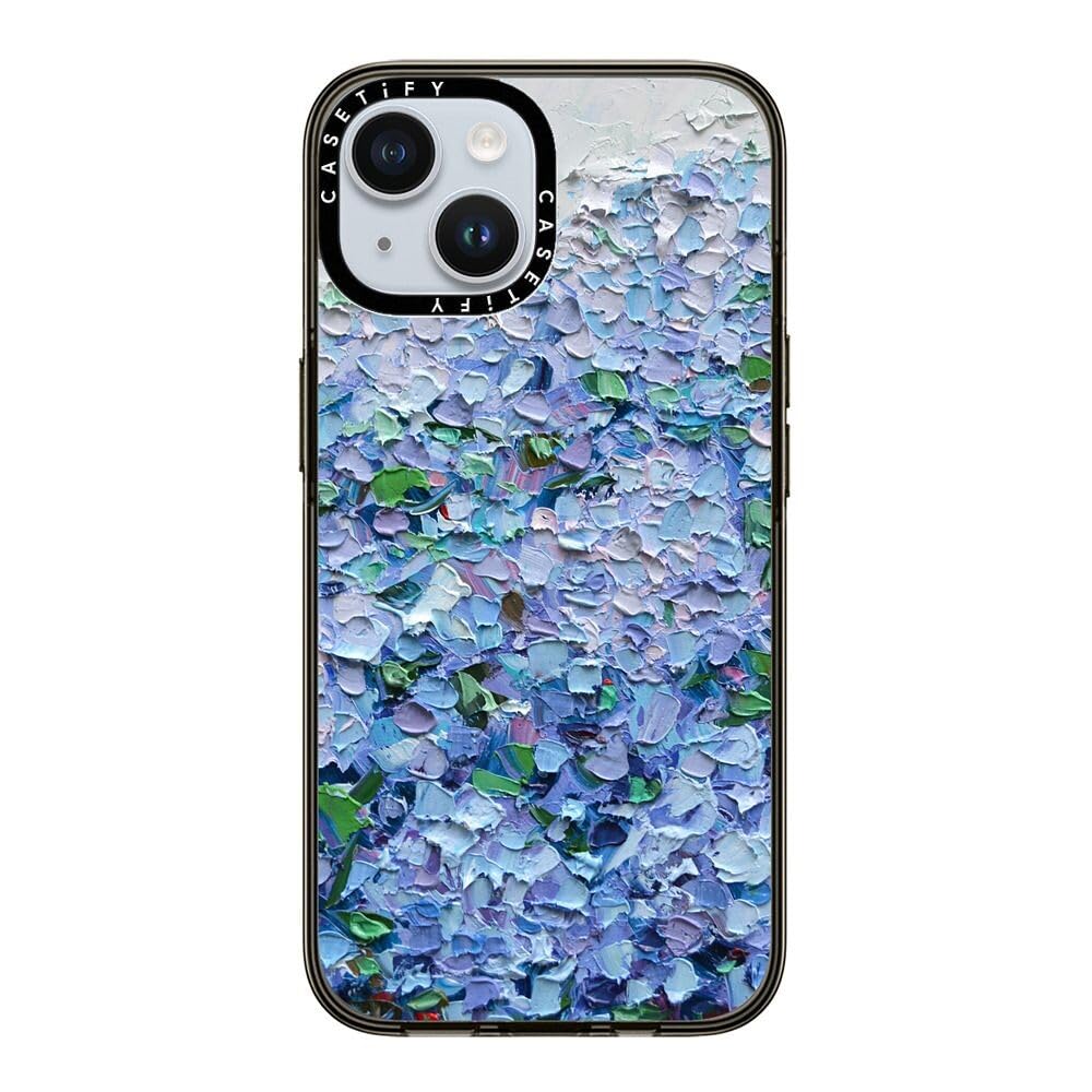 Casetify Compact Case For Iphone 15 [2X Military Grade Drop Tested / 4Ft Drop Protection]   Nantucket Blue Hydrangeas   Clear Bl