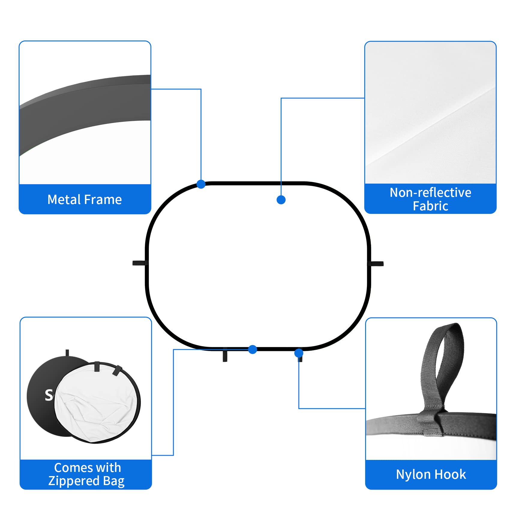 Selens 3.2X4.9Ft Black White Backdrop For Photography, Pop Up Collapsible Backdrop, 2 In 1 Muslin Self Tape Backdrop With Carry