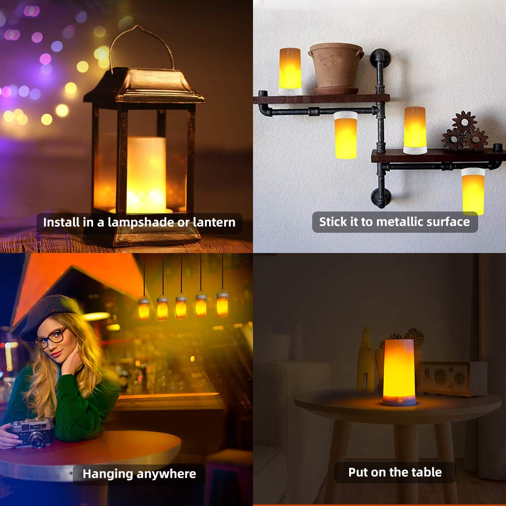 Led Flame Lights With Remote Timer, Pdgrow Flame Lamp 4 Modes Usb Rechargeable Fire Lights Indoor Campfire Outdoor Decorative La