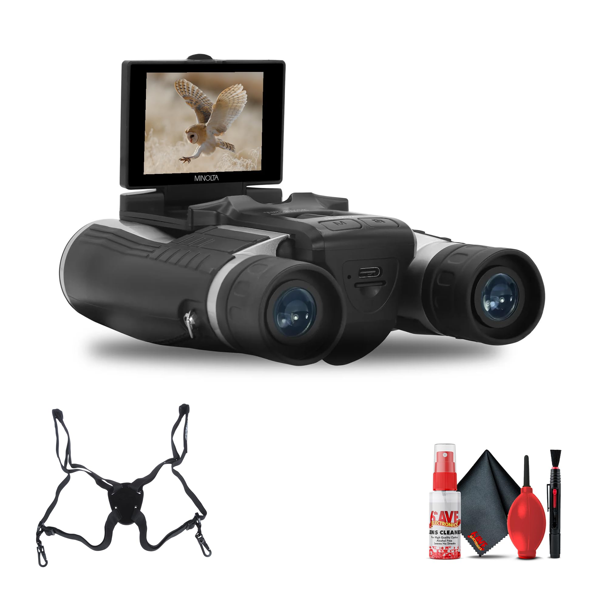 Minolta 12x32 Digital Binoculars - 4K UHD Video Camera, 48MP Photo Capture, 8X Digital Zoom, IPS Anti-Glare Screen, Fog-Resistan