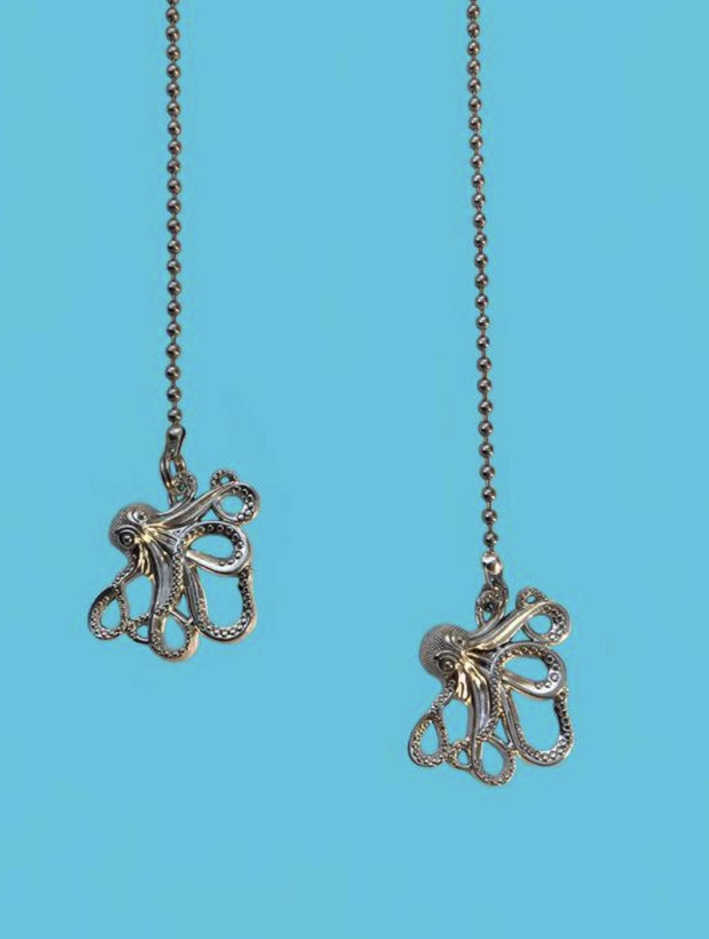 Octopus Fan Light Pull Chain Replacement Set Silver Tone 3.2Mm