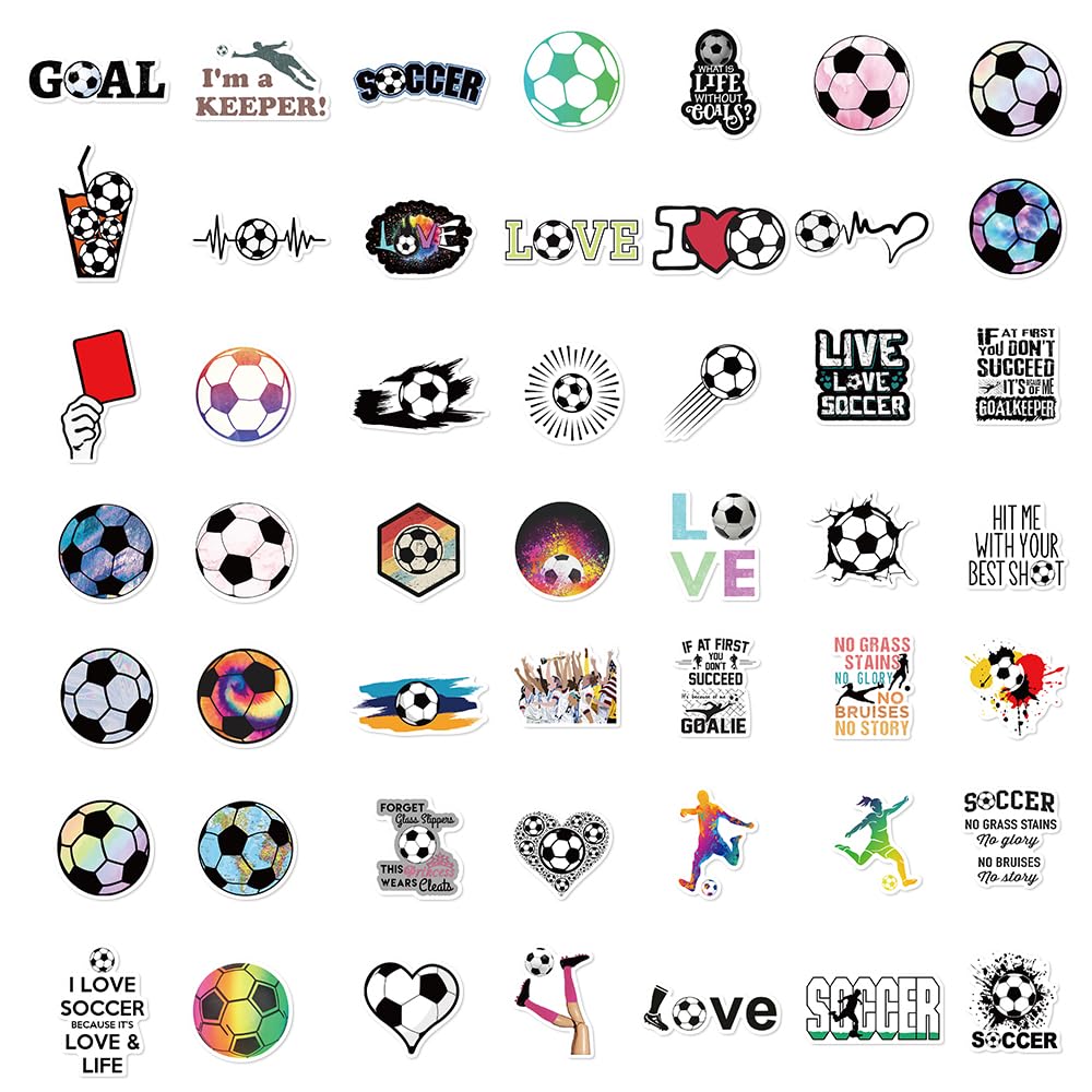 Homiego 150 PCS Waterproof Soccer Stickers - Vinyl Graffiti Decals for Water Bottles, Scrapbooks, Helmets | Perfect Soccer Gifts for Kids & Teens