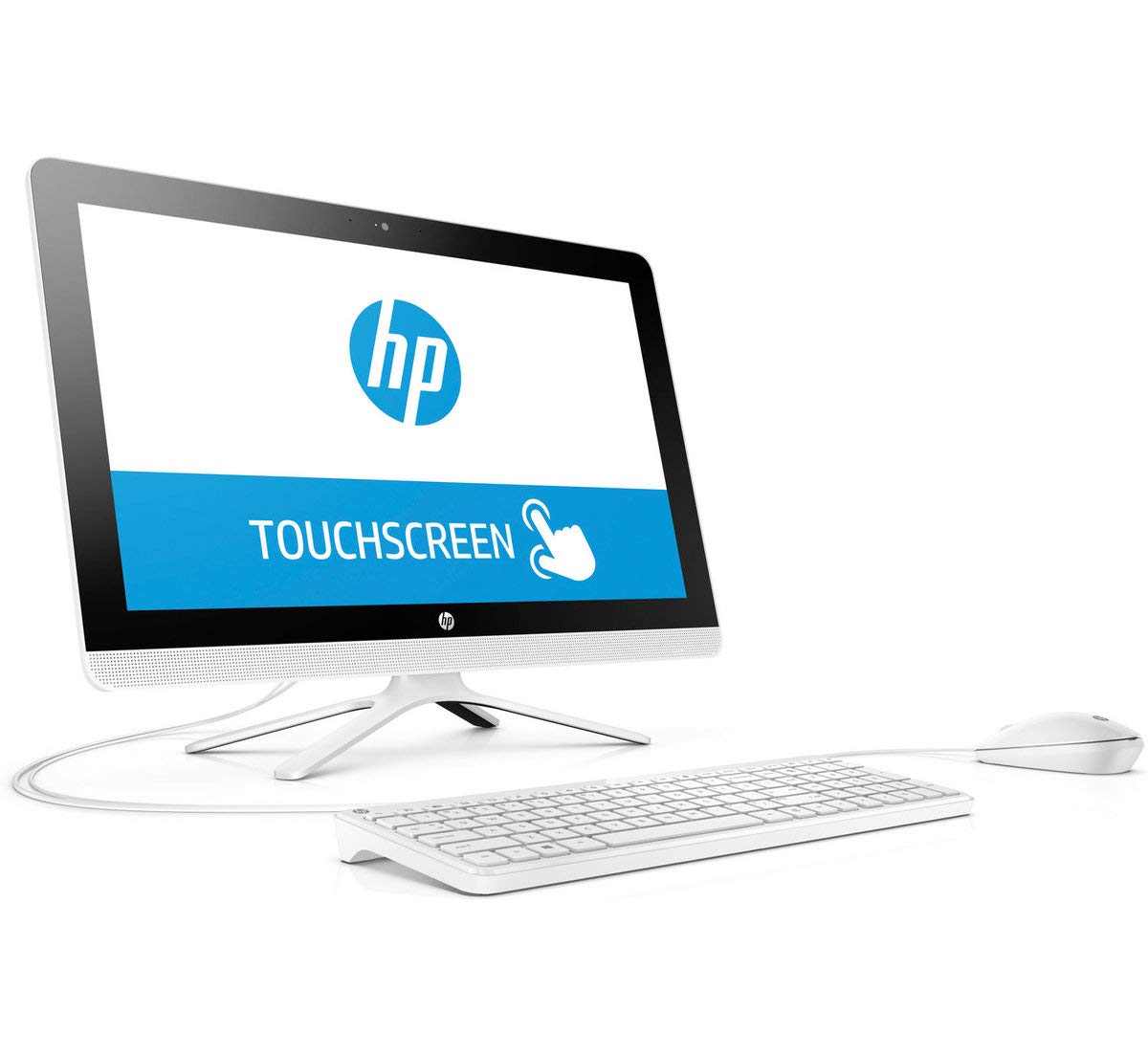 HP 2019 All in One 21.5' FHD Touchscreen High Performance Desktop PC, Intel Pentium Quad Core Processor 4GB RAM 1TB HDD HDMI DVD WiFi Bluetooth Webcam Keyboard + Mouse Windows 10, Snow White