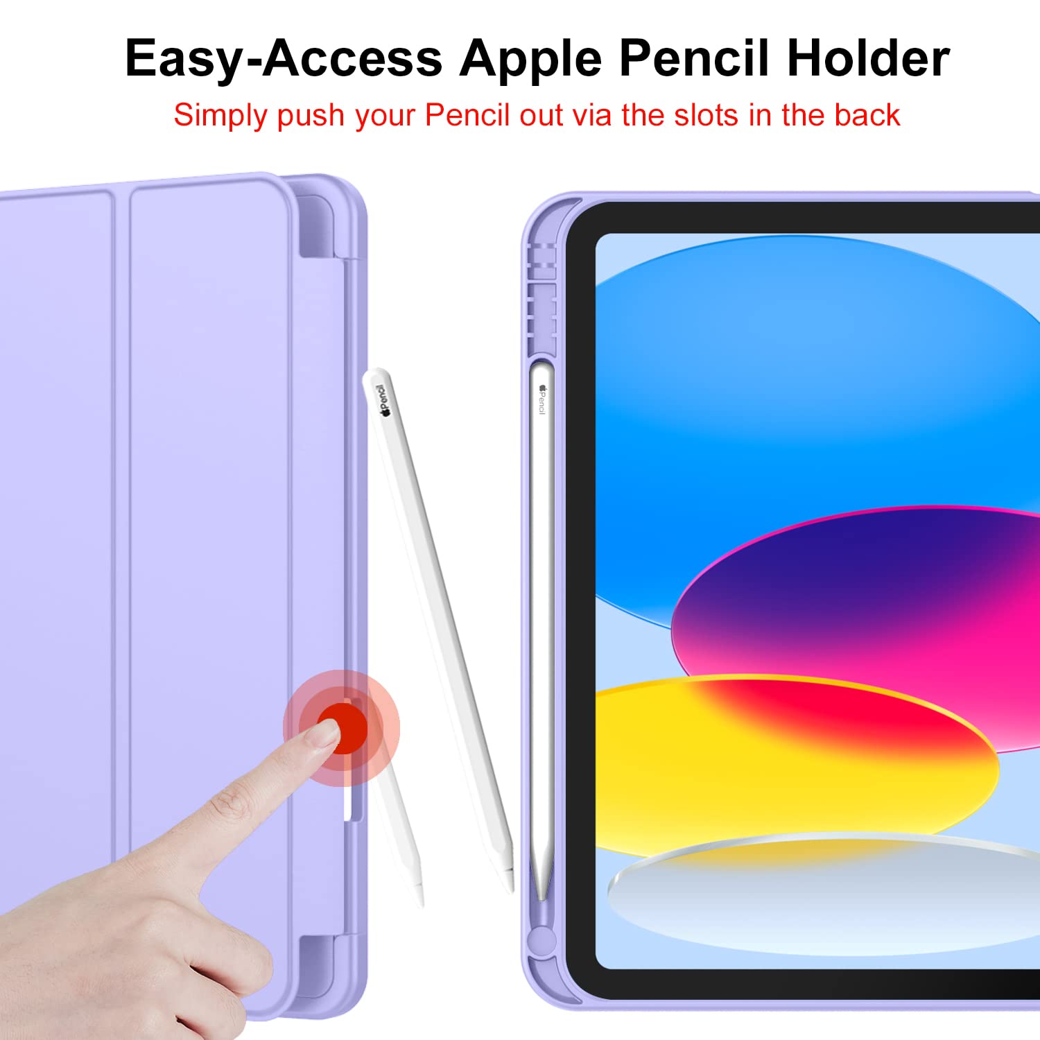 Imieet New Ipad (A16) 11Th Generation Case 11 Inch 2025, Ipad 10Th Generation Case 2022 10.9 Inch With Pencil Holder, Trifold Stand Smart Cover With Soft Tpu Back,Auto Wake/Sleep(Light Purple)