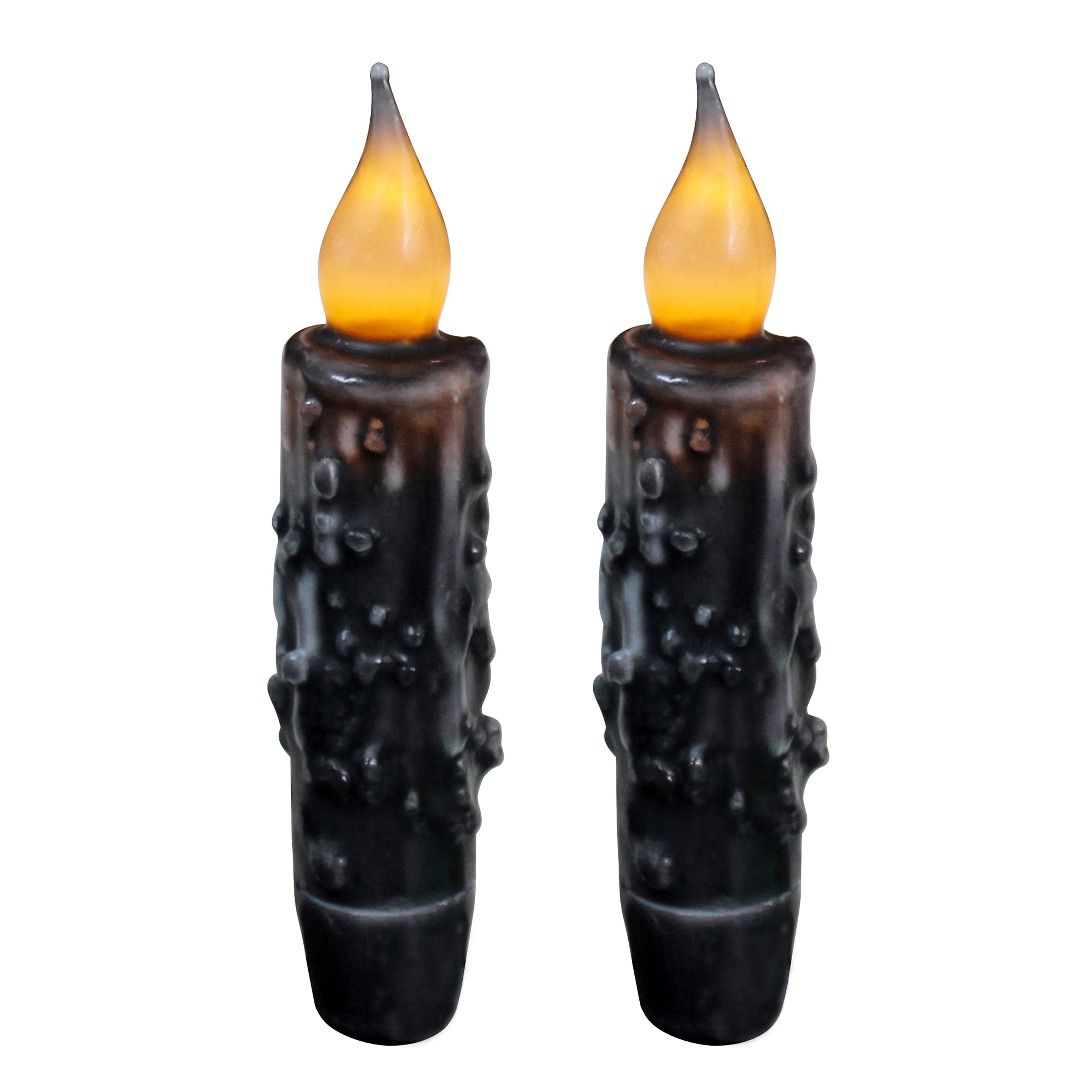 Cvhomedeco. Real Wax Hand Dipped Battery Operated Led Timer Taper Candles Country Primitive Flameless Lights D?Or, 4 3/4 Inch, M