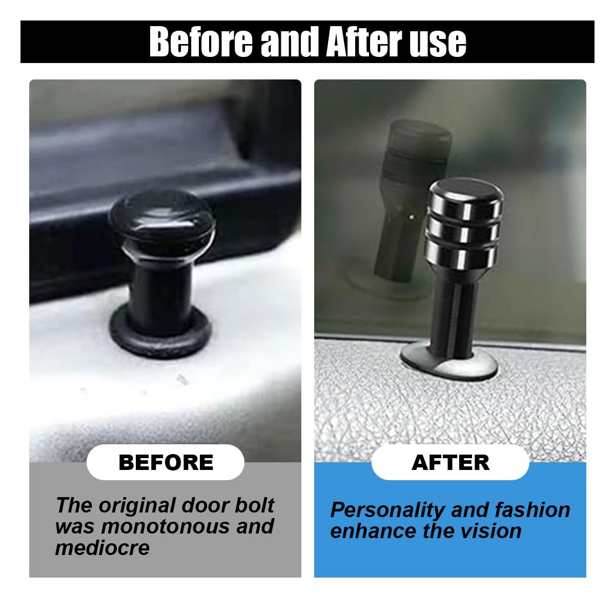 4Pcs Car Door Lock Knobs, 1.96  0.47 Inch Door Lift Bolt Auto Inner Door Pull Pins, Aluminum Alloy Door Lock Cover Decor, Univer