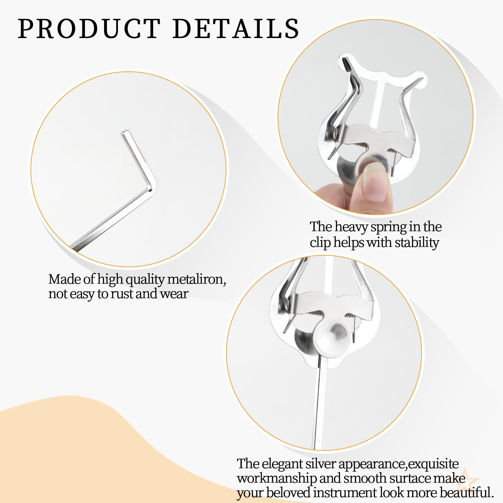 Trumpet Lyre,2 Pack Silver Mellophone Lyre For Marching Band With Bent Stem,7.2Inch Baritone Lyre Clip And Flip Folder,General M