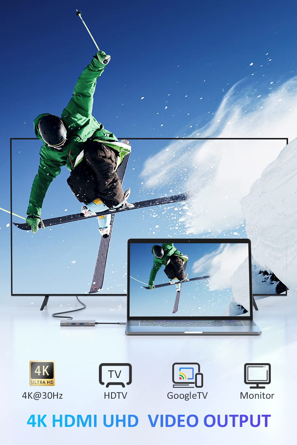 Utechsmart Usb C Hub, Usb C Ethernet Multiport Adapter, 6 In 1 Usb C To Hdmi Dock Compatible For Macbook Pro/Air, Chromebook, De