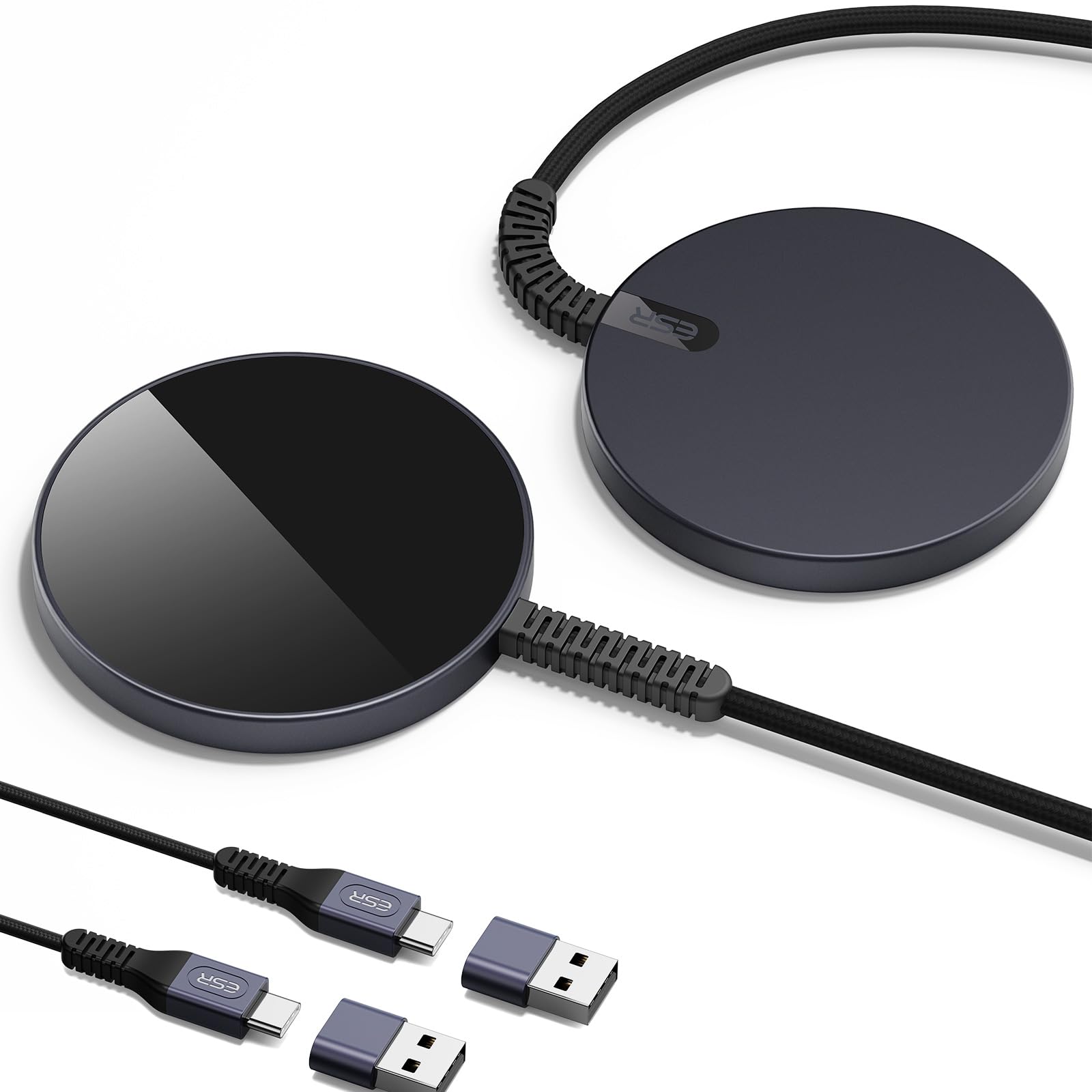 Esr 2 Pack Halolock Mini Wireless Charger, Magsafe Compatible Charger For Iphone 16/15/14/13/12 Series, Airpods 4/3/Pro/Pro 2, S