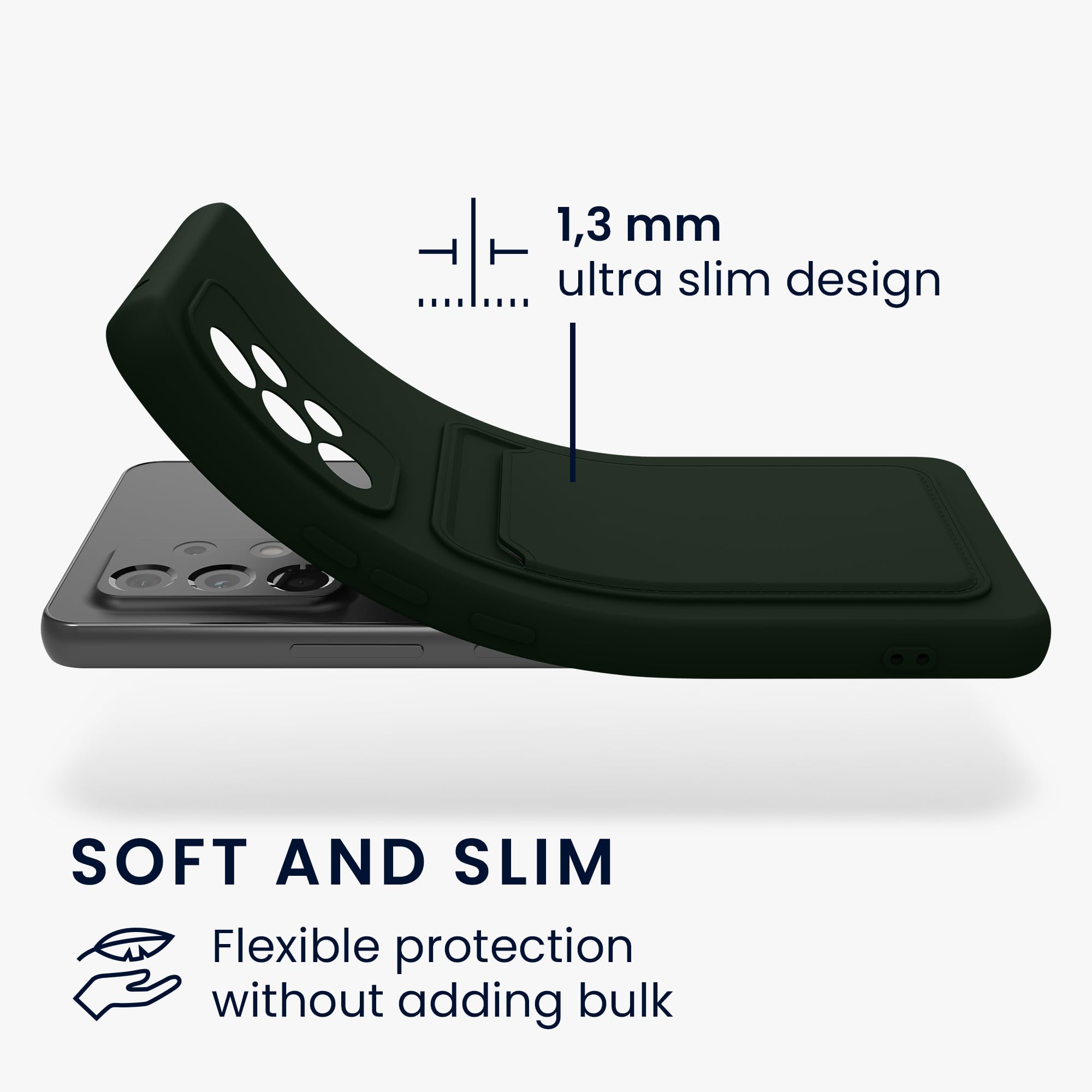 Kwmobile Case Compatible With Samsung Galaxy A53 5G Case - Tpu Phone Cover With Credit Card Holder - Dark Green