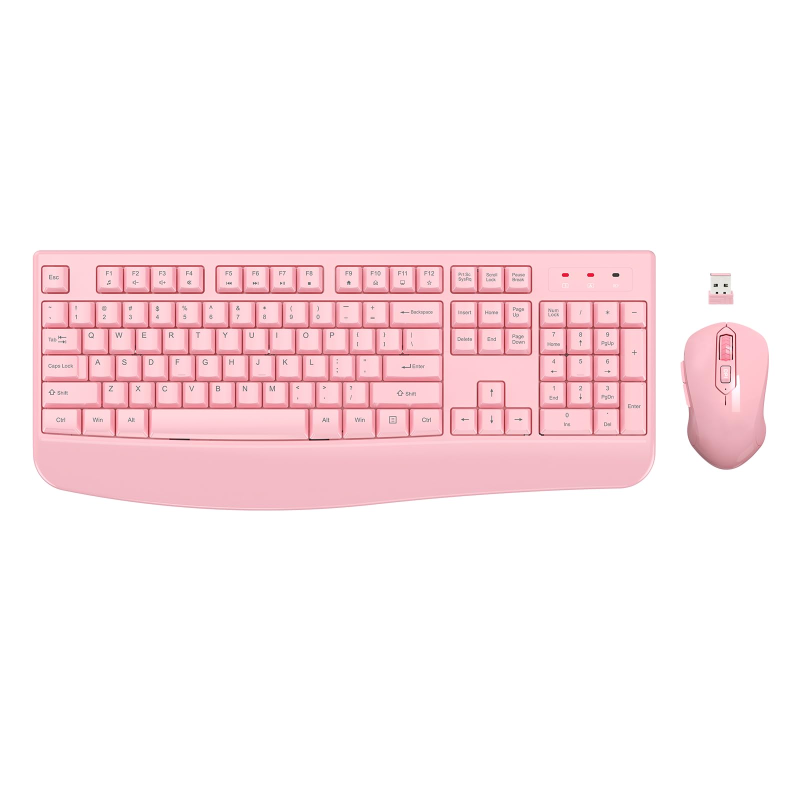 Edjo Wireless Keyboard And Mouse Combo, 2.4G Full Sized Ergonomic Computer Keyboard With Wrist Rest And 3 Level Dpi Adjustable W