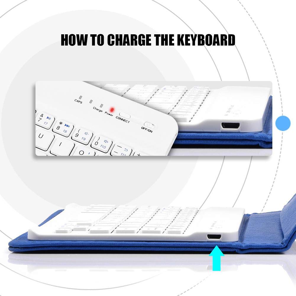 Cuifati Bluetooth Keyboard & Case,2 In 1 Stylish Folio Stand Case Cover + Detachable 3.0 Bluetooth Keyboard,For 4.5'' 6.8'' Andr