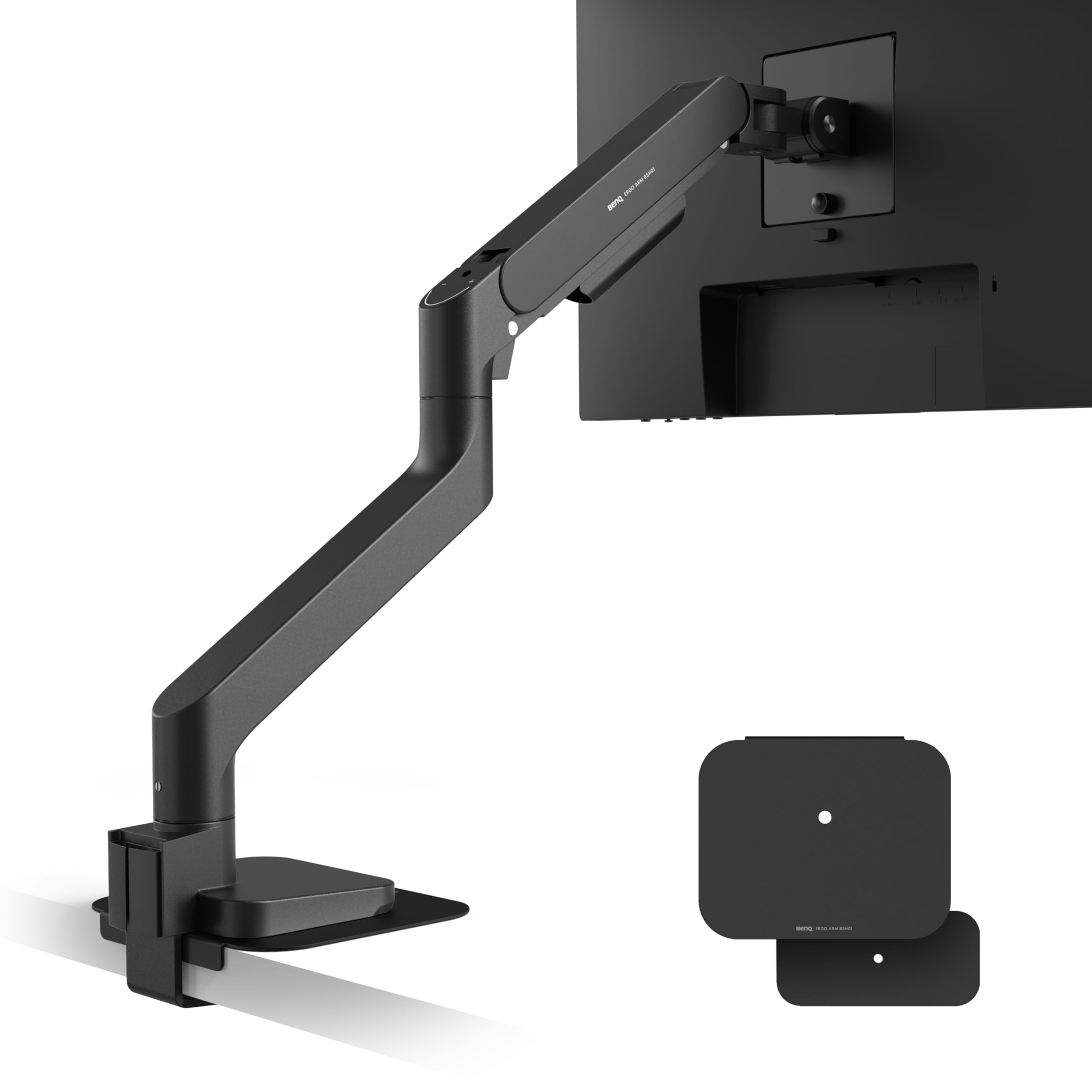Benq Bsh01 Ergo Monitor Arm Heavy Duty Gas Spring|Supports Upto 45Inch & 20Kg Monitor Screens|Desk Mount With Top C Clamp/Grommet