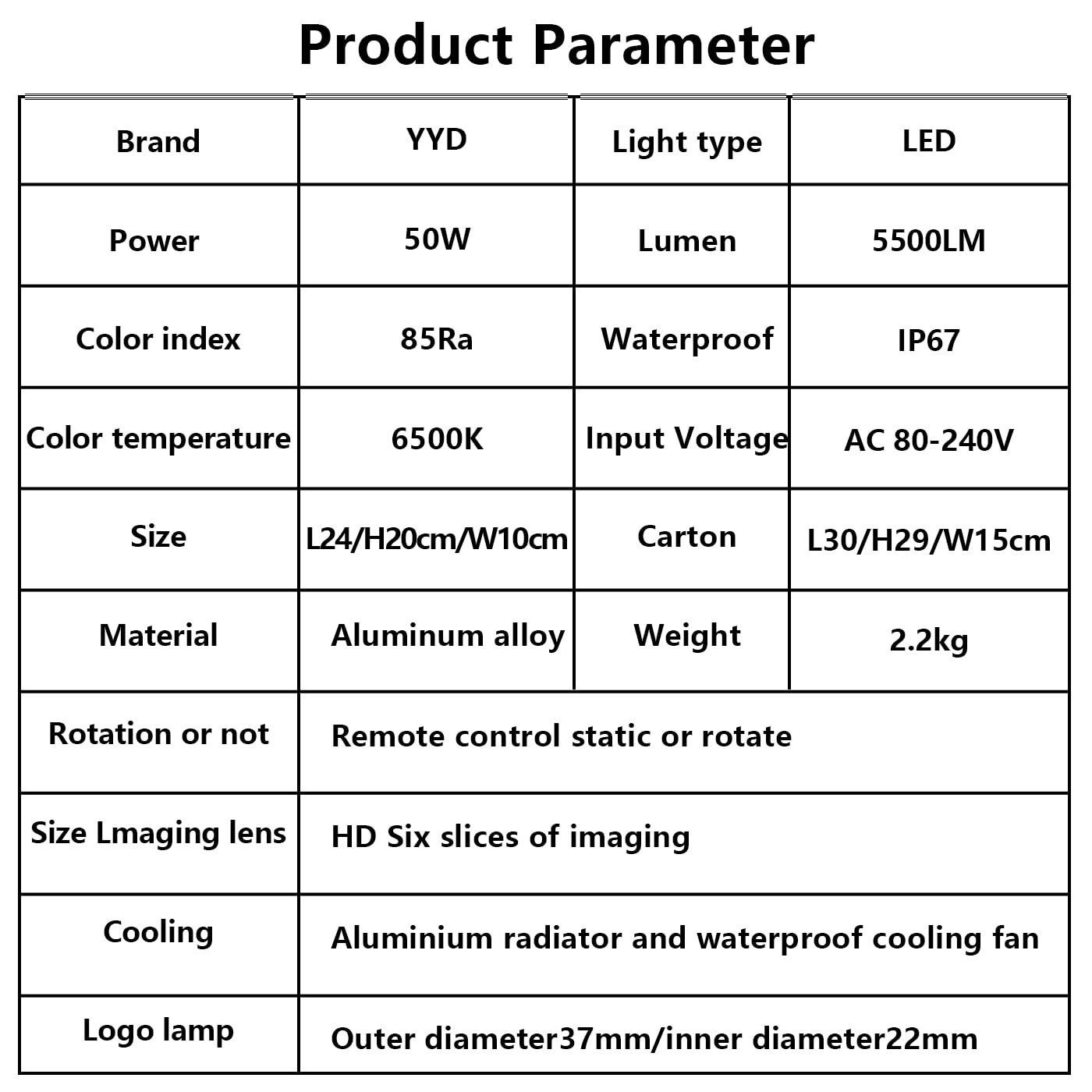 Yyd Logo Projector Lights Custom Gobo Projectors For Store Business Or Wall Outdoor Waterproof Ip67 Hd Led For Shop Advertising