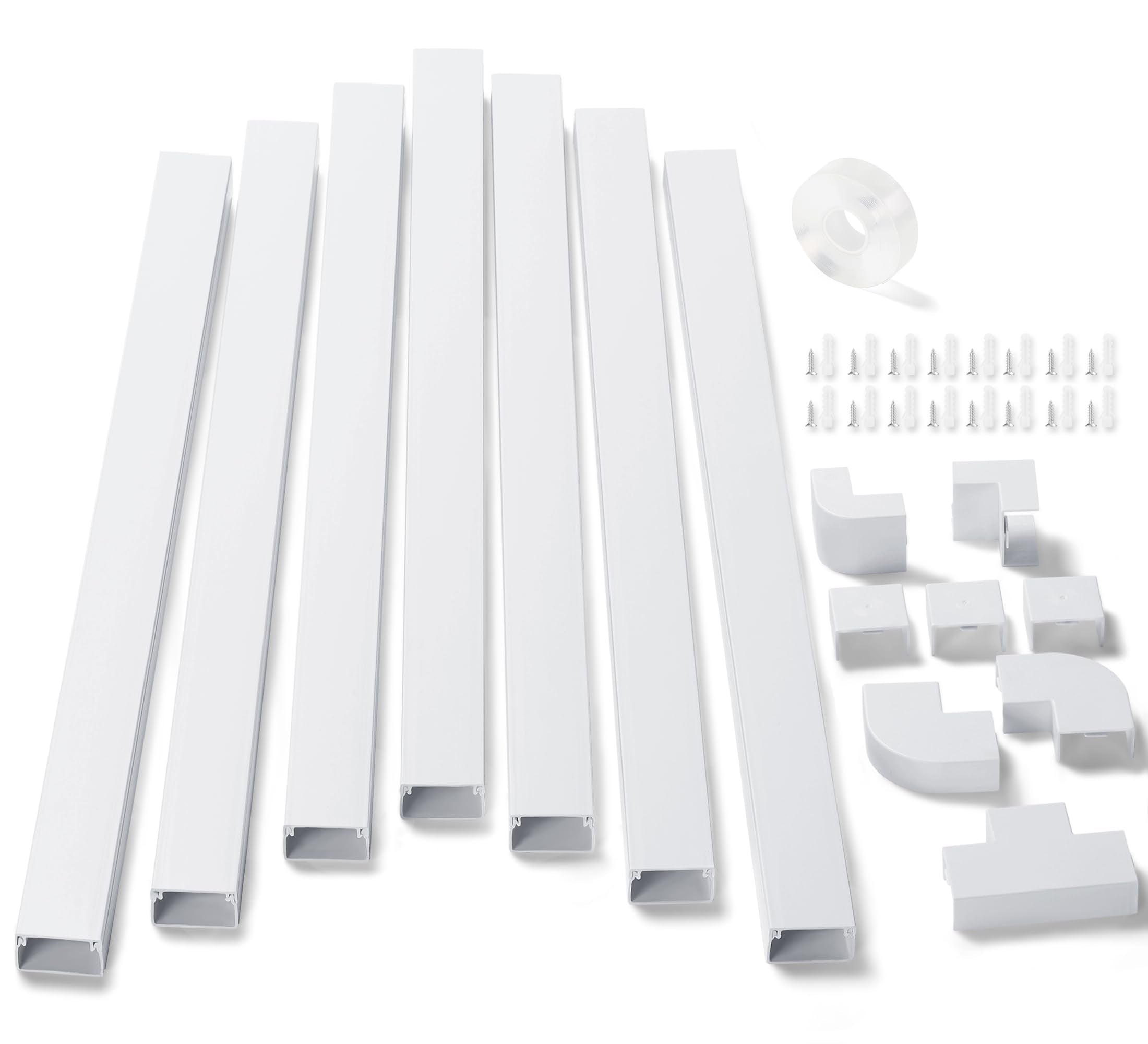 126In Cord Hider Kit, Zhiyo Wire Hiders For Tv On Wall, Paintable Cable Management Kit, Wire Cover For Wall Mount Tv, White Cabl