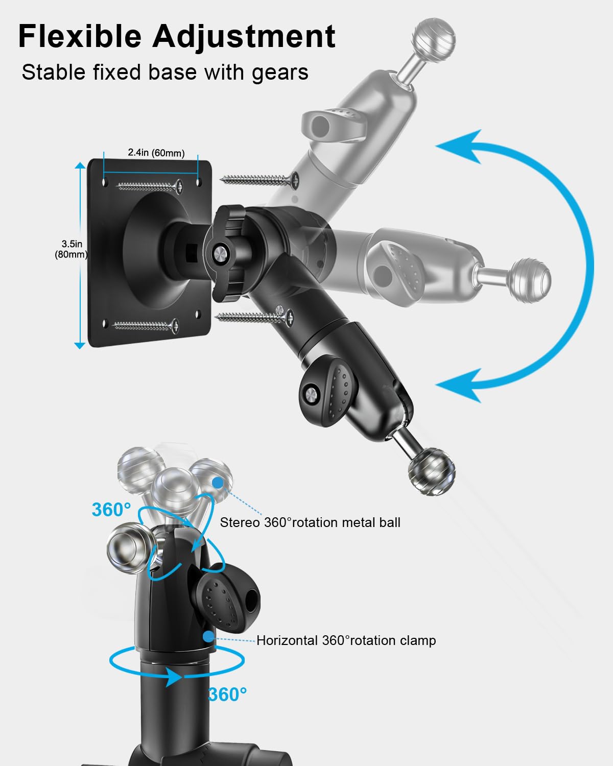 Woleyi Tablet Wall Mount For Ipad - [360 Adjustable Arm] Tablet Holder Stand For Kitchen Cabinet, Under Counter, Desk, For 4-13'