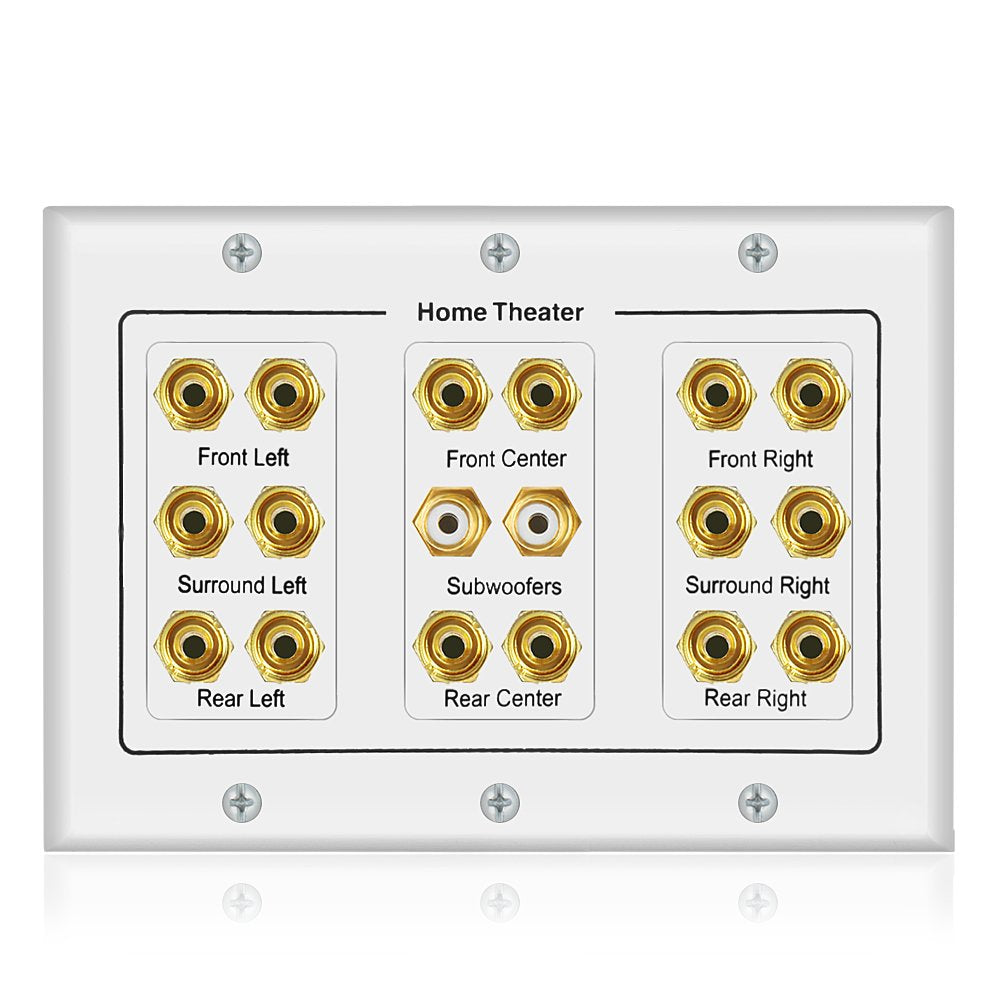 Icespring 5 6 7.1/7.2 Or 8.1/8.2 One Or Two Subwoofer Compatible 16 Banana Post And 2 Rca Speaker Wall Plate For Home Theater Au