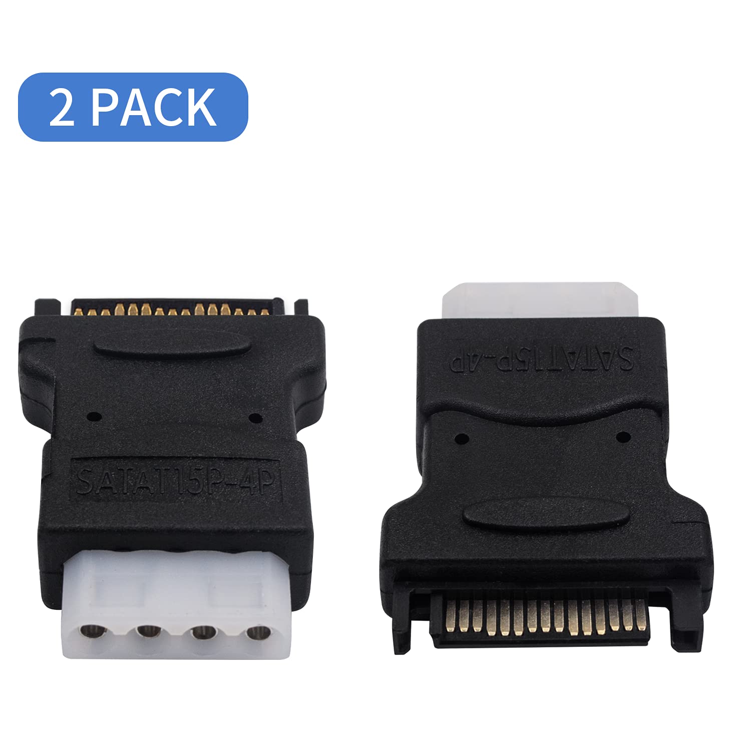 Duttek Sata Male To Molex Female Adapter, Sata To Lp4, Molex To Sata Power Adapter,15Pin Sata Male To 4 Pin Ide Female Adapter C