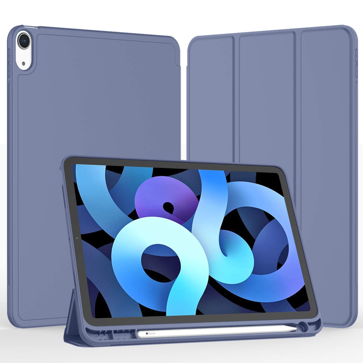 Imieet Ipad Air 11 Inch Case 2024 (6Th Generation), Ipad Air 5Th Generation Case 2022/4Th Generation Case 2020 10.9 Inch With Pencil Holder, Trifold Stand Smart Case (Purple)