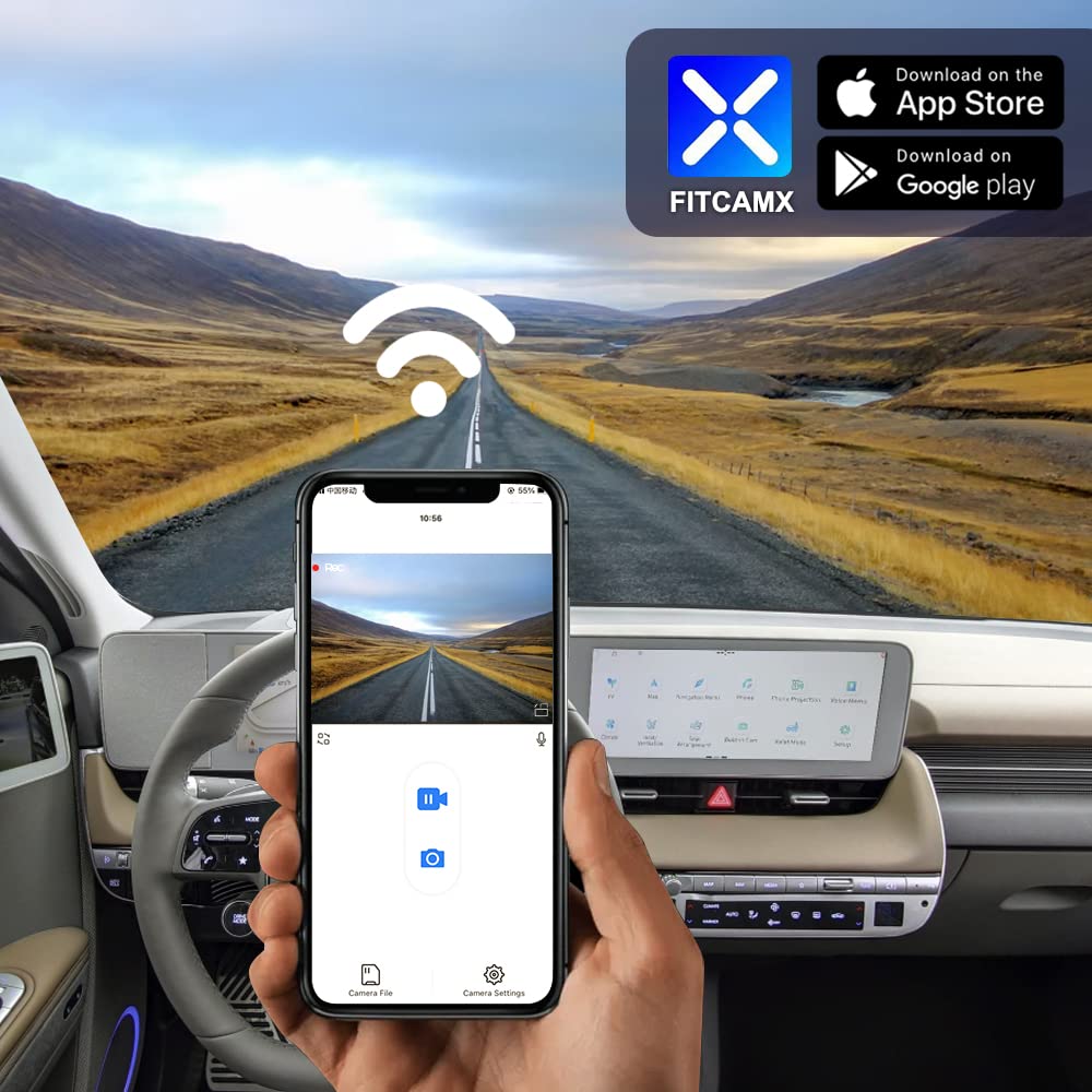 Fitcamx 4K Dash Cam Compatible With Hyundai Ioniq 5 2022 2023 2024 Limited Sel (Has Auto Dimming), Oem Look, Uhd 2160P Video, Lo