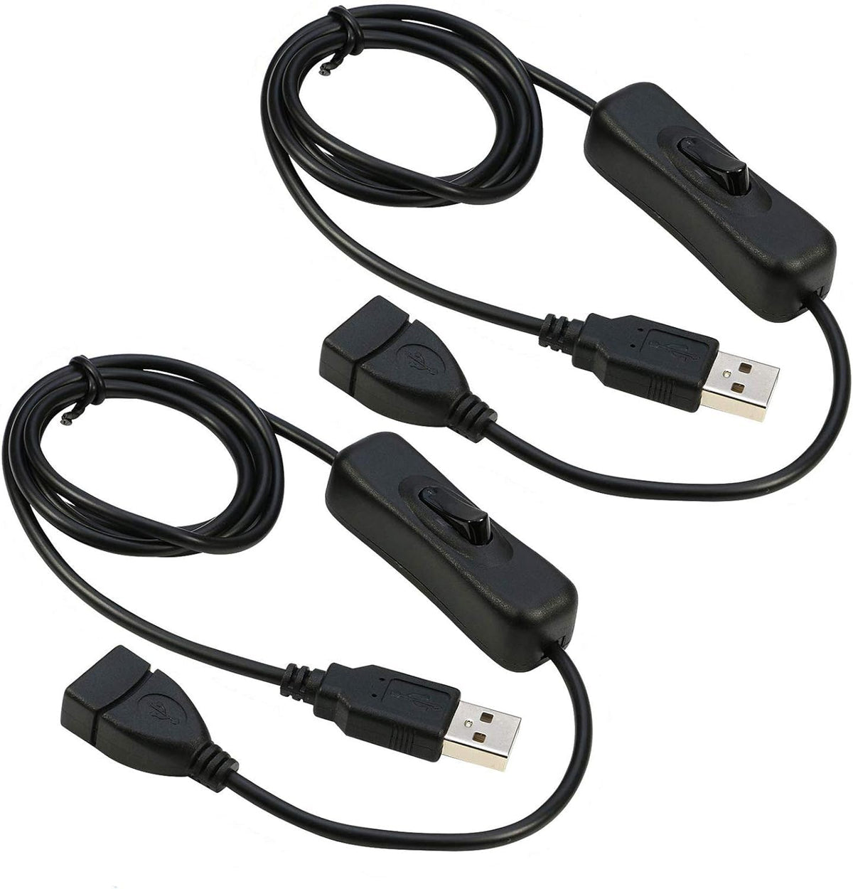 Dfsucces Usb Extension Cable 2Pcs With On/Off Switch Usb Male To Female Cable Support For Led Desk Lamp, Usb Fan, Led Strips Etc